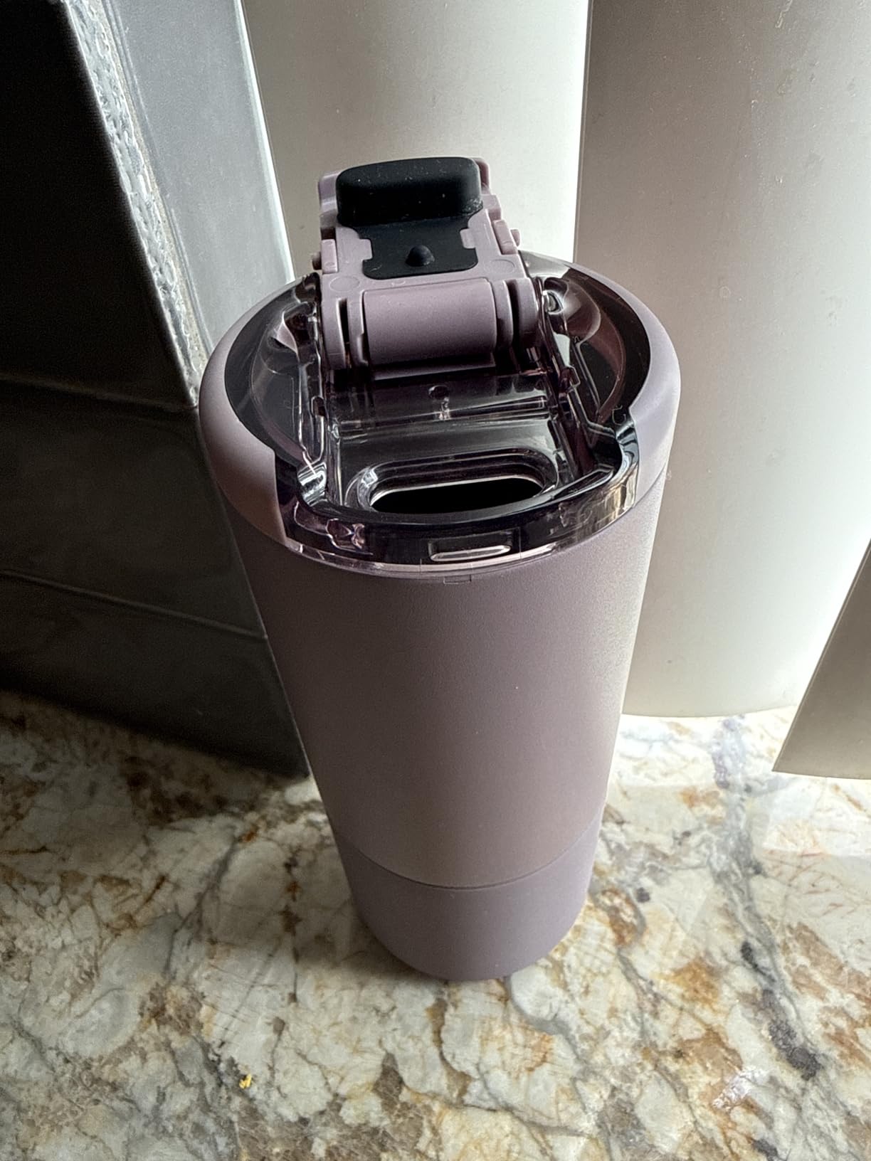 BrüMate Strova 18oz 100% Leakproof Insulated Coffee Mug | Ceramic-Lined Interior | Built-In Silicone Sleeve for Travel | Locking Flip Lid (Nightfall Blue) customer photo 1