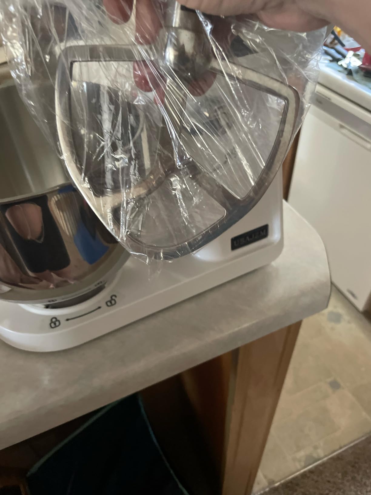 5.3 Qt 9-Speed Tilt-Head Stand Mixer, Multi-Function Electric Mixer | 3 Mixing Attachments, Meat Grinder & Vegetable Slicer, Stainless Steel Bowl, Splash Guard, Easy Clean, Almond Cream customer photo 2