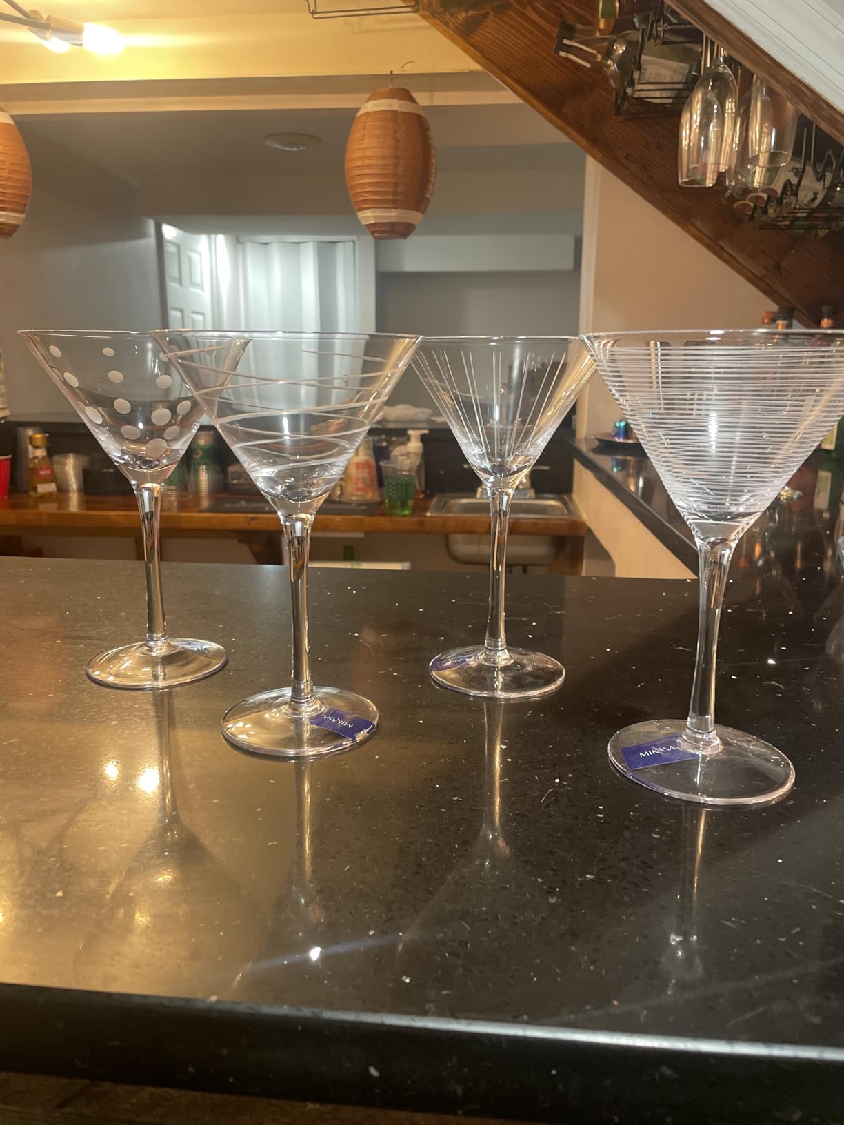 Mikasa Cheers 10-Ounce Martini Glasses, Fun Etched Designs, Durable Clear Glass Cocktail Glassware, Set of 4, Perfect for Entertaining and Gifting customer photo 2