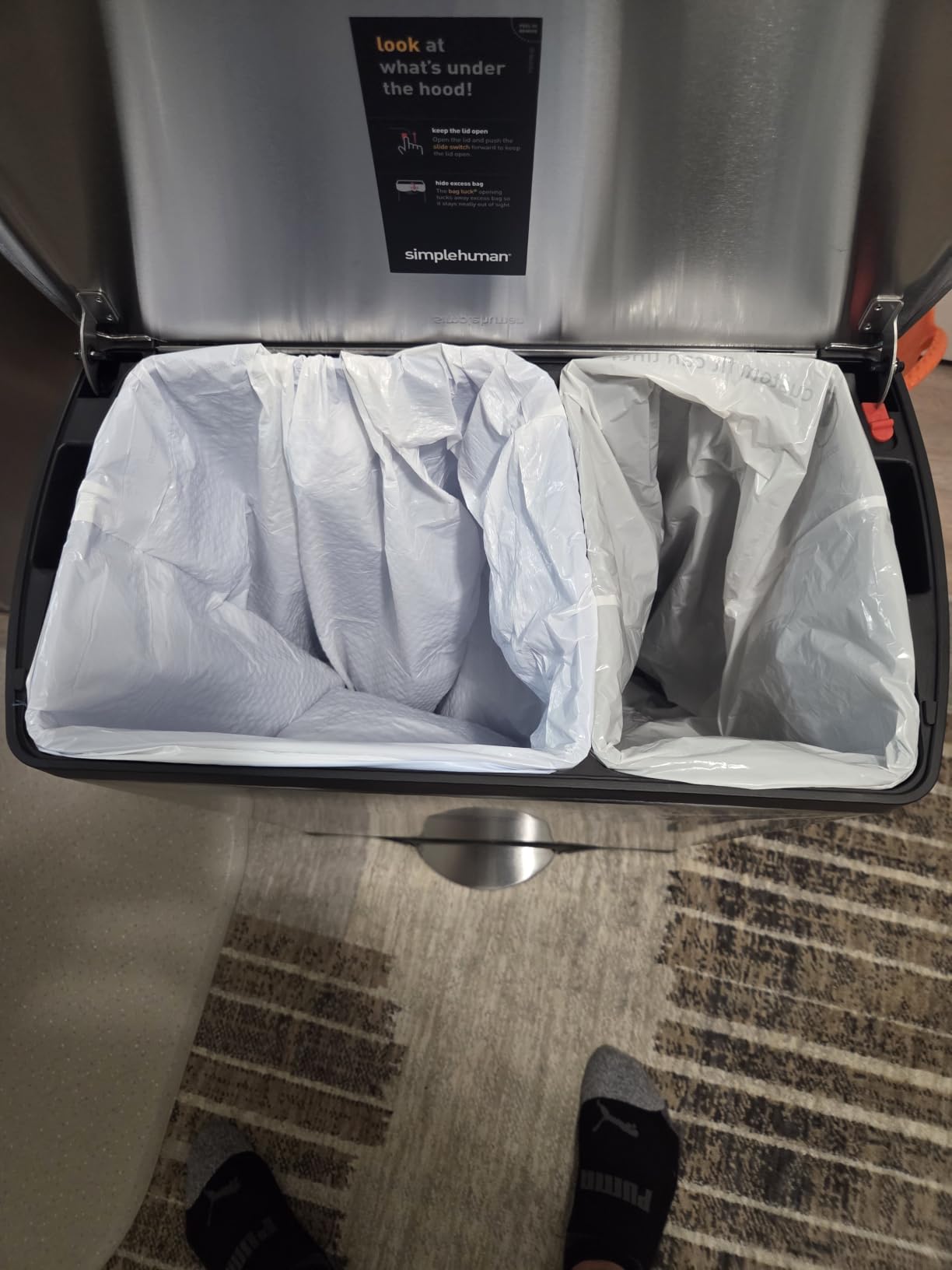 simplehuman 50 Liter / 13.0 Gallon Rectangular Kitchen Step Trash Can, Brushed Stainless Steel customer photo 2