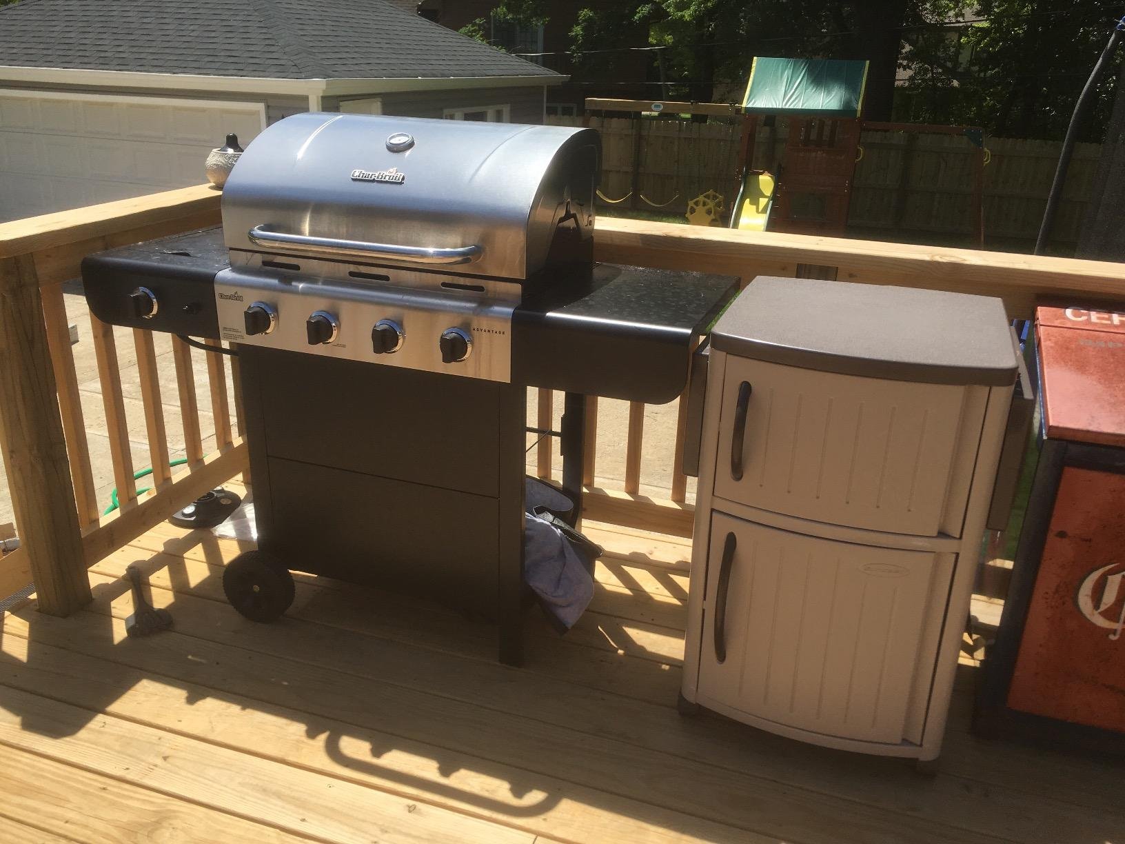 Suncast Outdoor Grilling Prep Station Table with Storage, Taupe/Brown customer photo 1