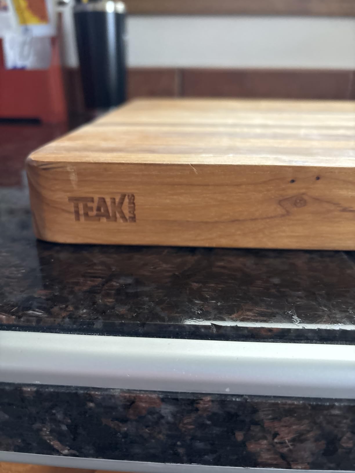 Teakhaus Edge-Grain Teak Wood Cutting Board with Grip Handles, Extra Large customer photo 2