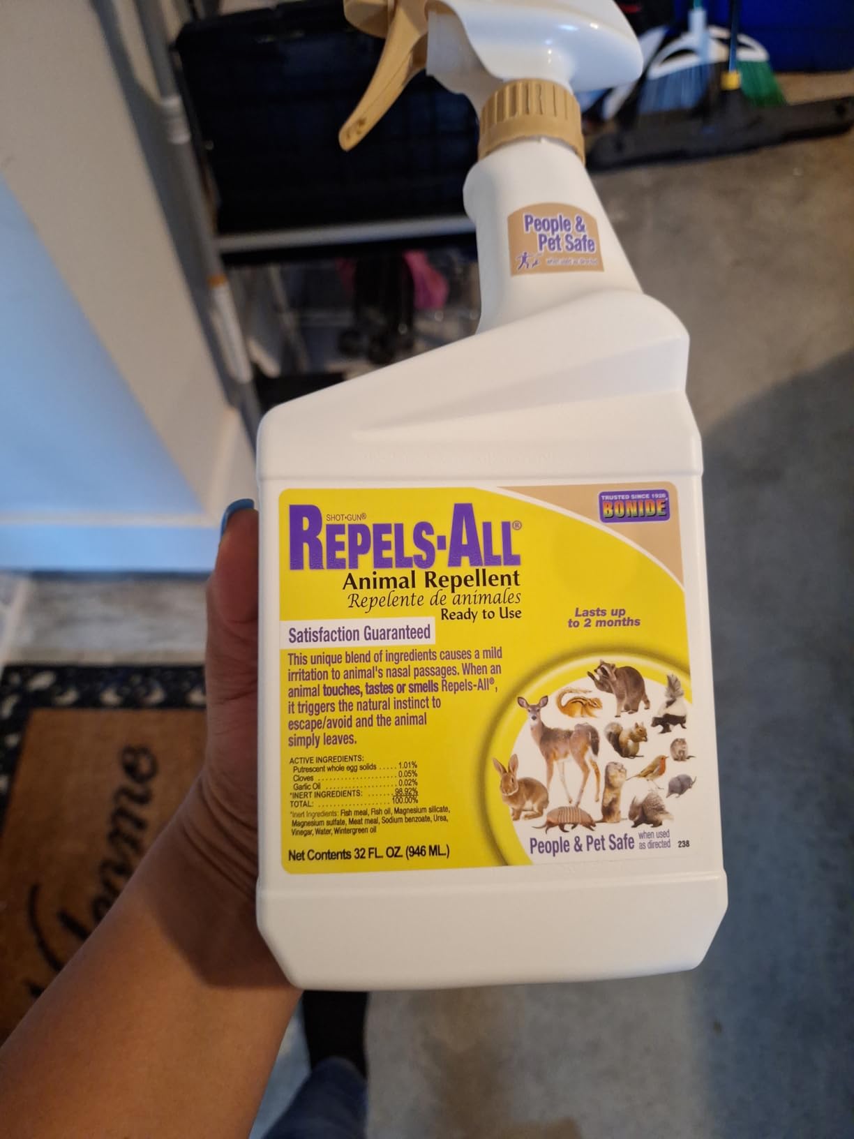 Bonide Repels-All Animal Repellent, 32 oz Ready-to-Use Spray, Outdoor Garden Deer & Rabbit Repellent, People & Pet Safe customer photo 1