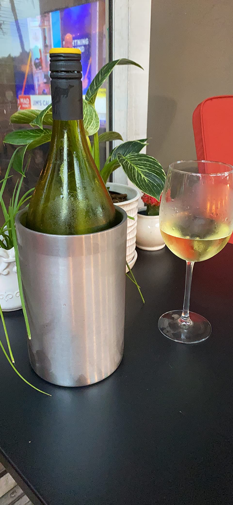 OGGI Stainless Steel Double Wall Wine Cooler - Insulated Tabletop Wine Chiller for White Wine & Champagne, Fits Most Standard Sized Bottles customer photo 1