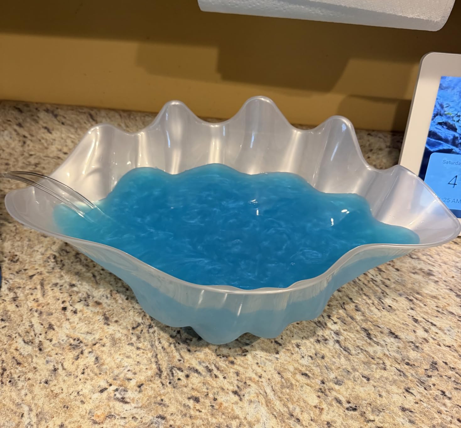 Fun Express Large Serving Bowl 18-Inch Clear Plastic Seashell Punch Bowl for Parties - Decorative Shell Bowl Beach Theme Events, Luau Celebrations & Outdoor Entertaining | Food-Safe Acrylic Design customer photo 2