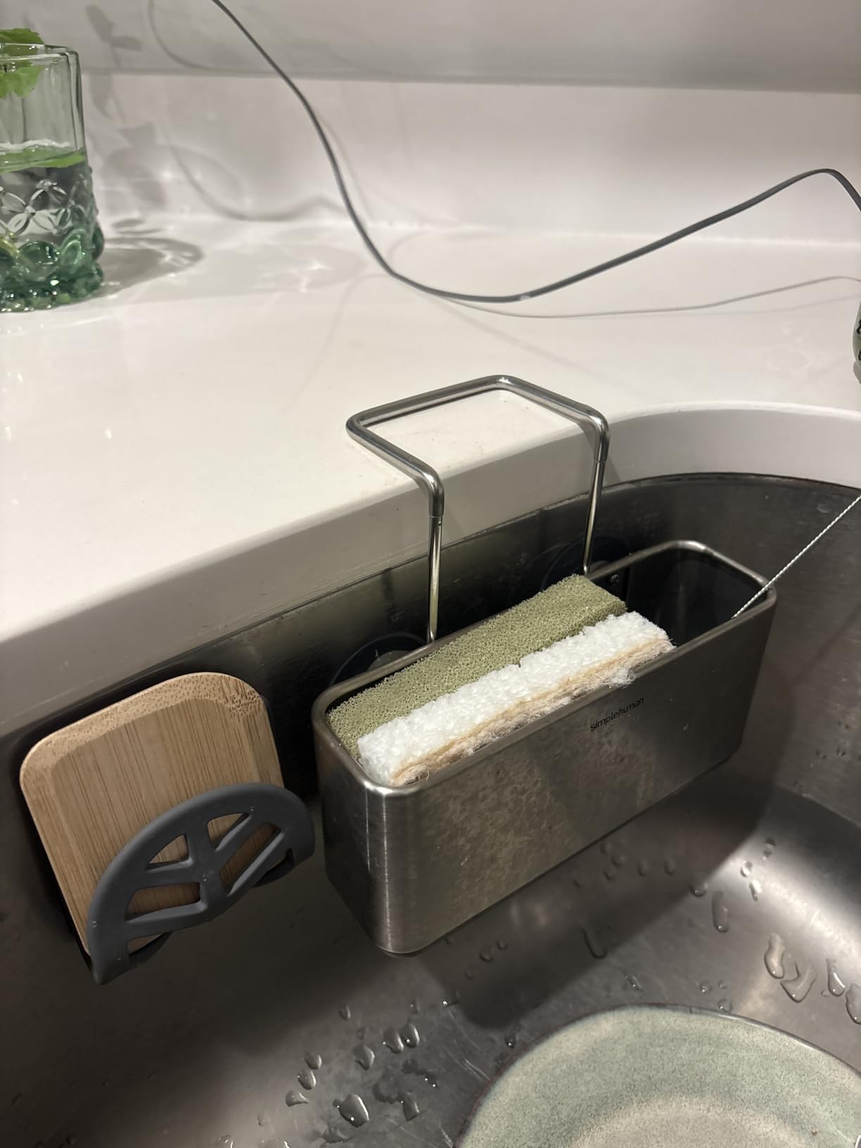 simplehuman Slim Sink Caddy Sponge Holder, Brushed Stainless Steel, Silver customer photo 2
