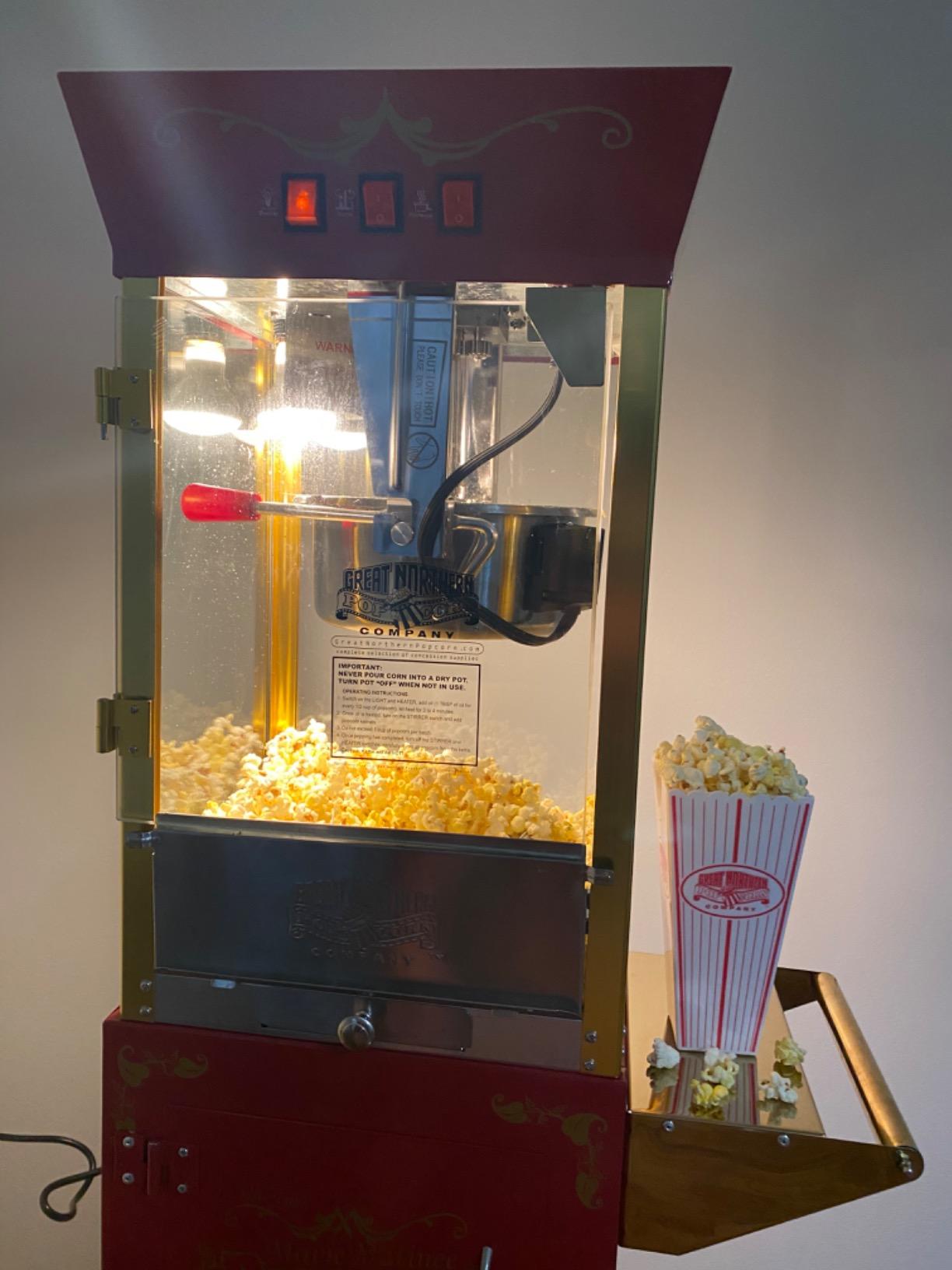 Matinee Popcorn Machine with Cart - 8oz Popper with Stainless-Steel Kettle, Warming Light, and Accessories by Great Northern Popcorn (Black) customer photo 1