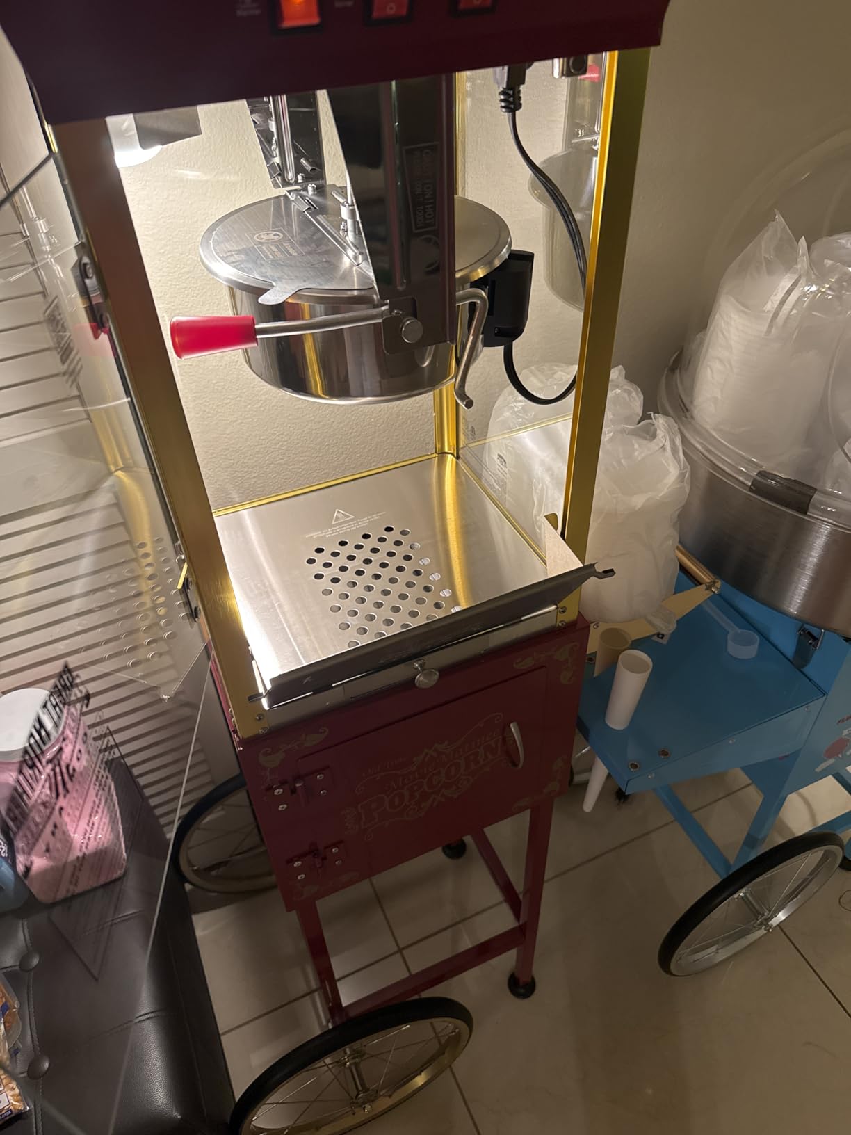 Matinee Popcorn Machine with Cart - 8oz Popper with Stainless-Steel Kettle, Warming Light, and Accessories by Great Northern Popcorn (Black) customer photo 2
