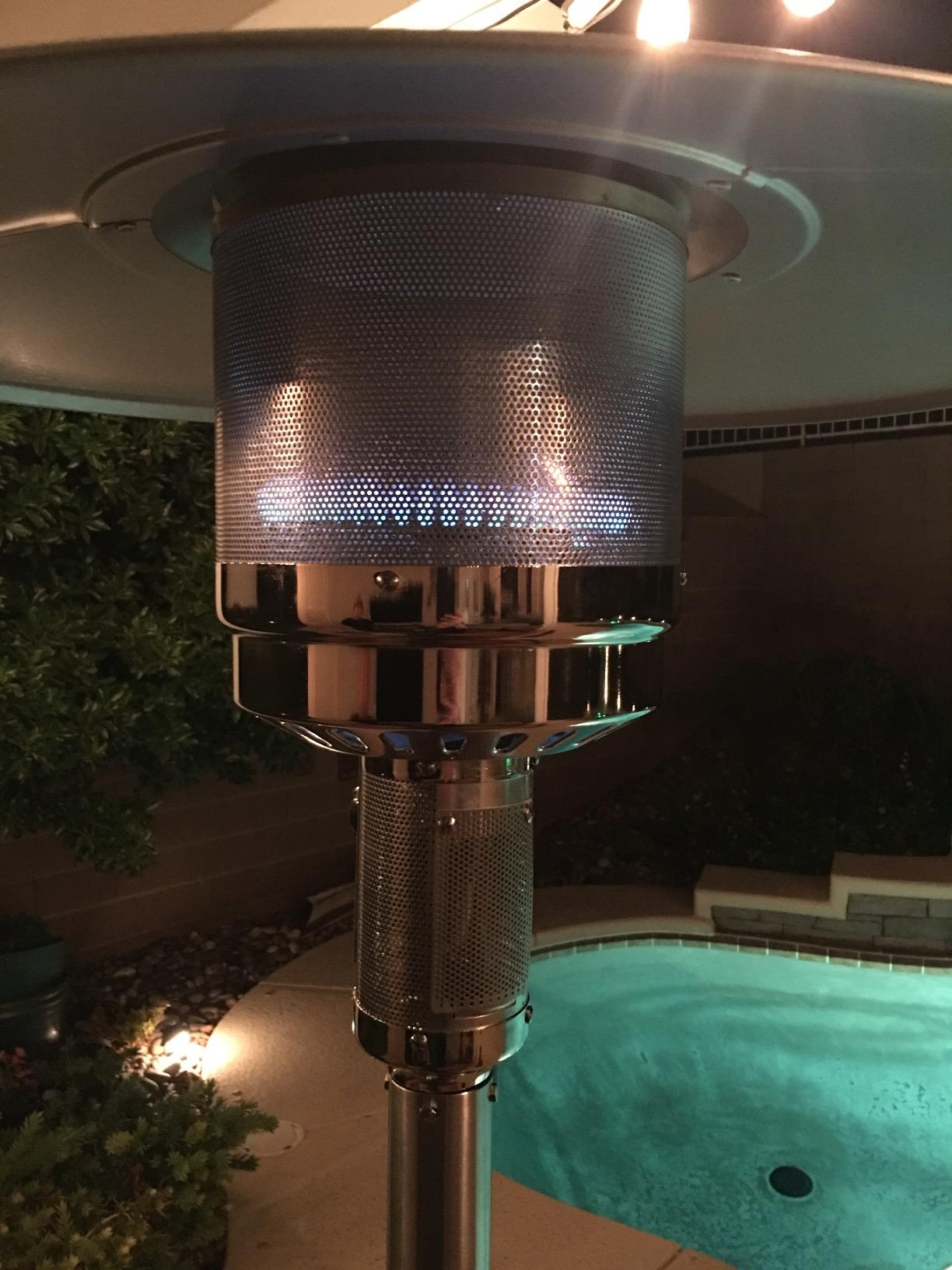 Hiland HLDS01-SSHGT 48,000 BTU Propane Patio Heater with Wheels and Table, Large, Hammered Bronze/SS customer photo 2