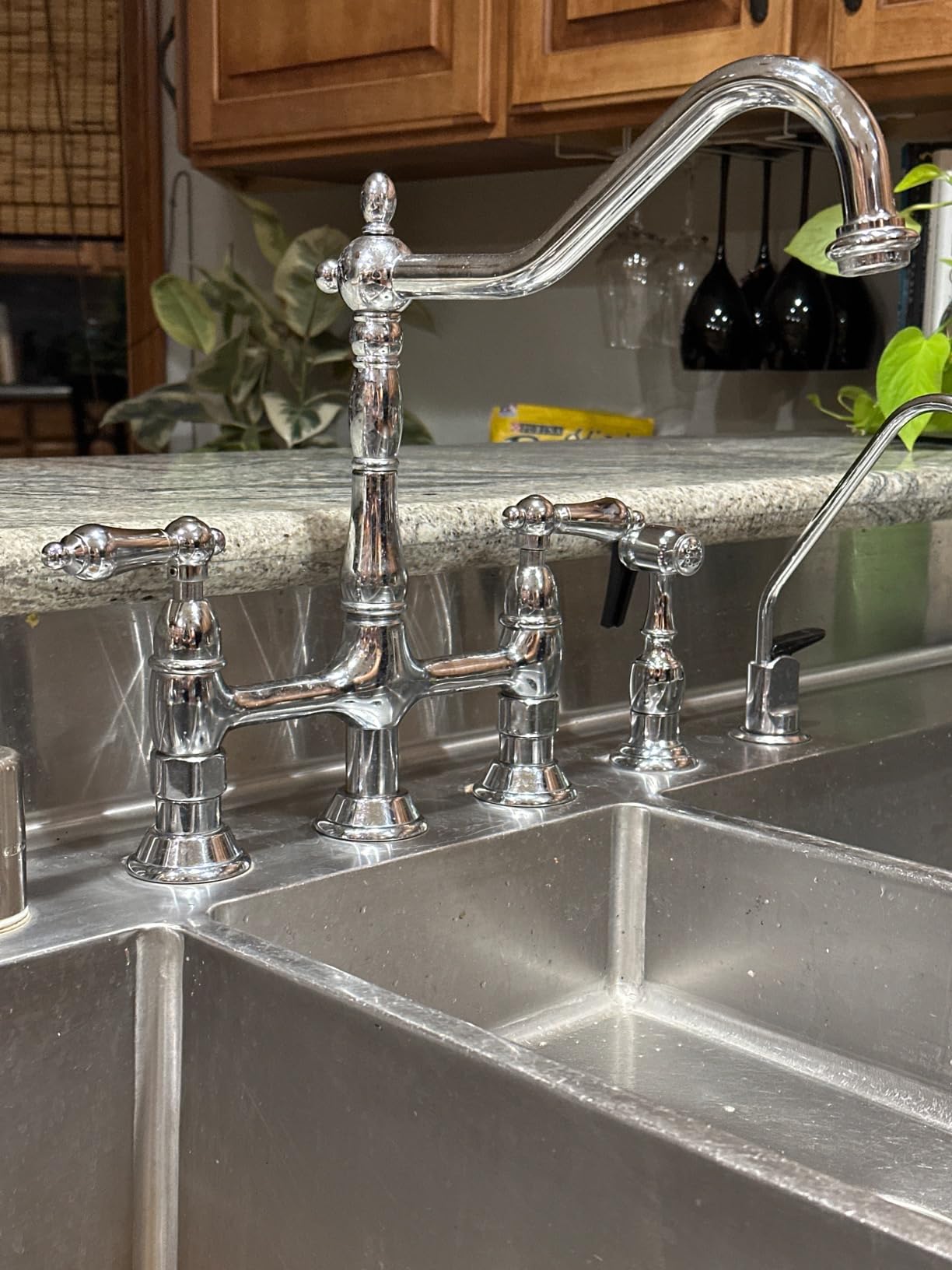 Kingston Brass KS1276ALBS Heritage Bridge Kitchen Faucet, Polished Nickel, 13.88 x 8.56 x 13.13 customer photo 1