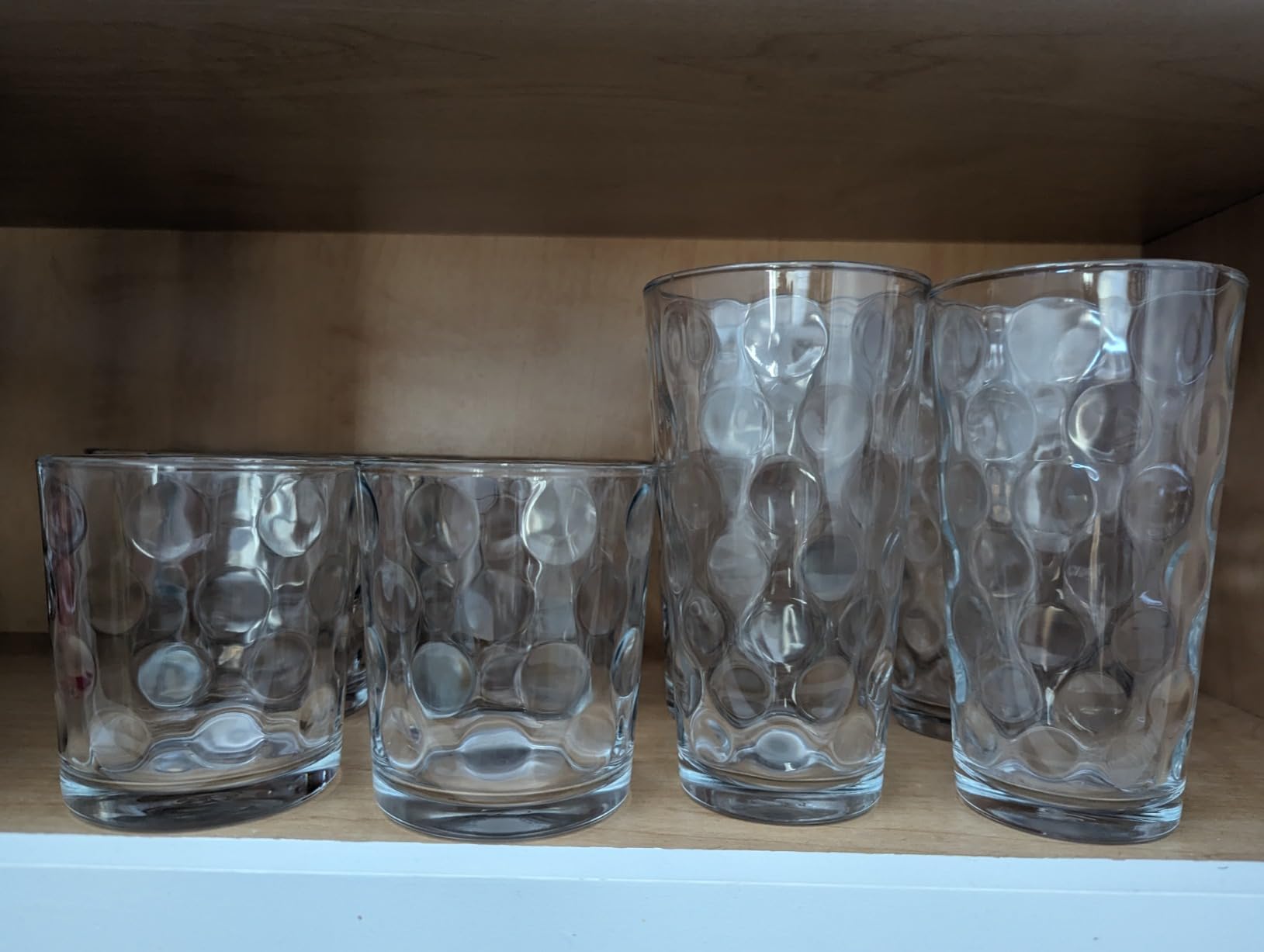 Home Essentials Drinking Glasses Set of 16, 8 Highball Glasses -17 oz., 8 Rocks Whiskey Glass Cups 13 oz., Inner Circular Lensed Glass Cups. customer photo 1
