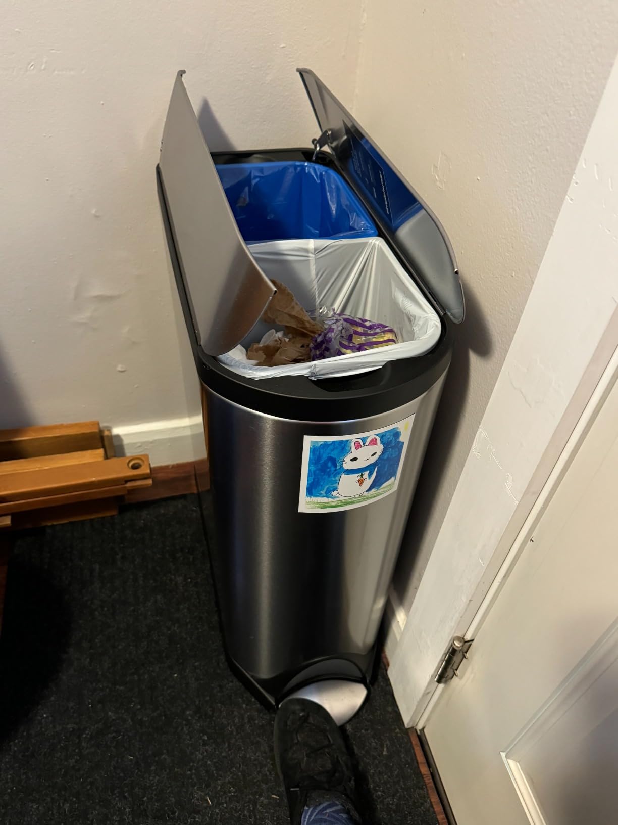 simplehuman 40 Liter / 10.6 Gallon Dual Compartment Butterfly Lid Kitchen Recycling Step Trash Can, Brushed Stainless Steel customer photo 2