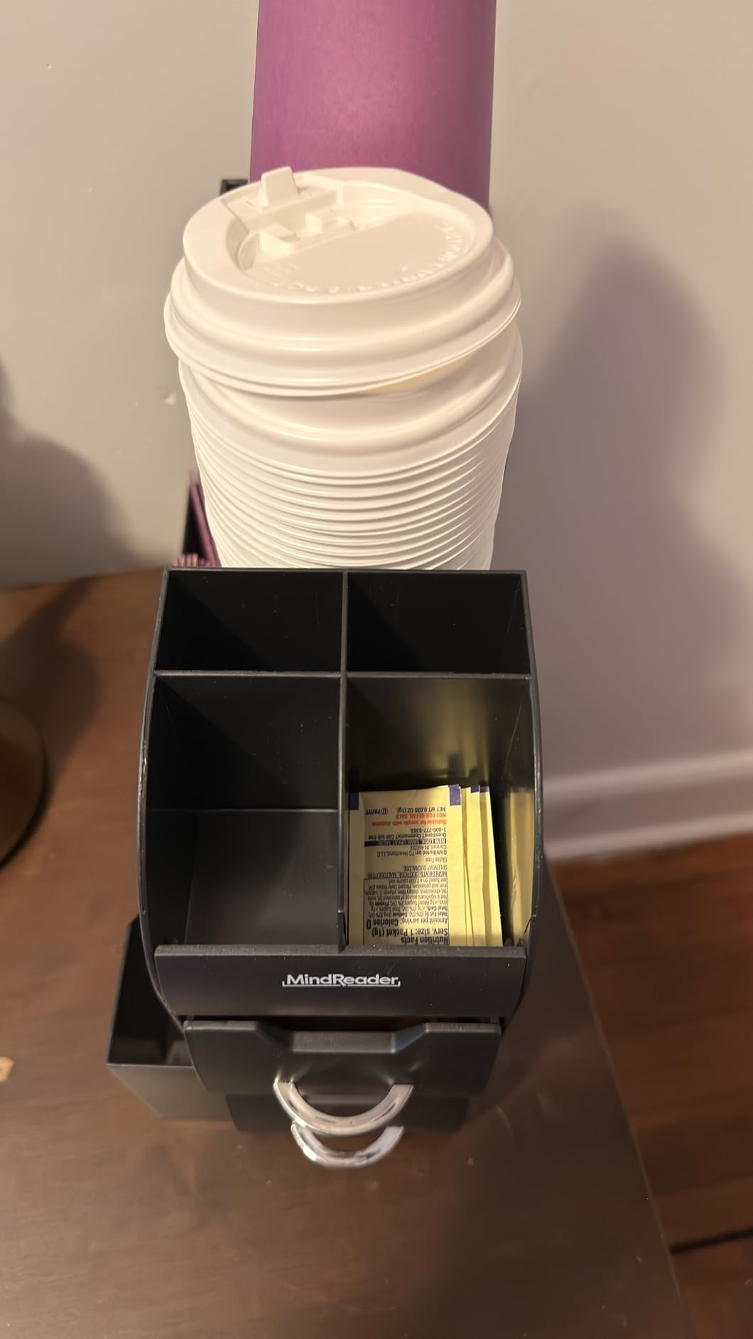 Mind Reader Cup and Condiment Station, Countertop Organizer, Coffee Bar, Kitchen, Stirrers, 5.35