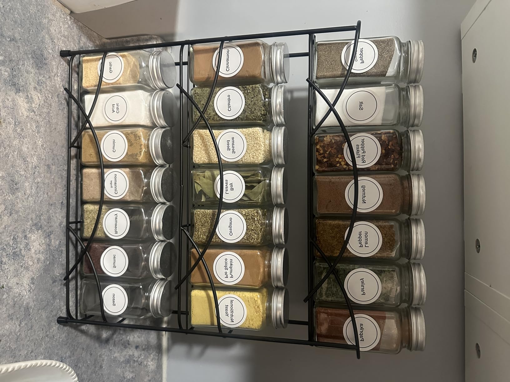 Spectrum 3 Tier Spice Rack Organizer Black Countertop Wire Shelf Spice Rack for Modern Kitchen Pantry Cabinet, Organize Spices with Three Tier Spice Shelf for Kitchen Storage with Wall Mount Option customer photo 1