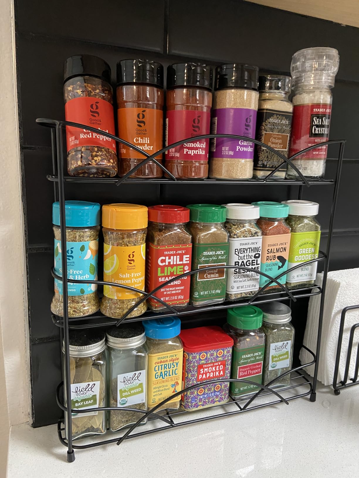 Spectrum 3 Tier Spice Rack Organizer Black Countertop Wire Shelf Spice Rack for Modern Kitchen Pantry Cabinet, Organize Spices with Three Tier Spice Shelf for Kitchen Storage with Wall Mount Option customer photo 2