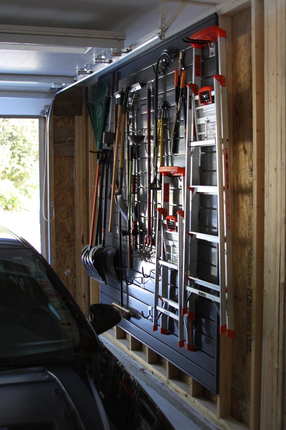 Proslat 88105 Heavy Duty PVC Slatwall Garage Organizer, 8-Feet by 4-Feet Section, 10 Panels, Charcoal (Dark Grey) customer photo 2