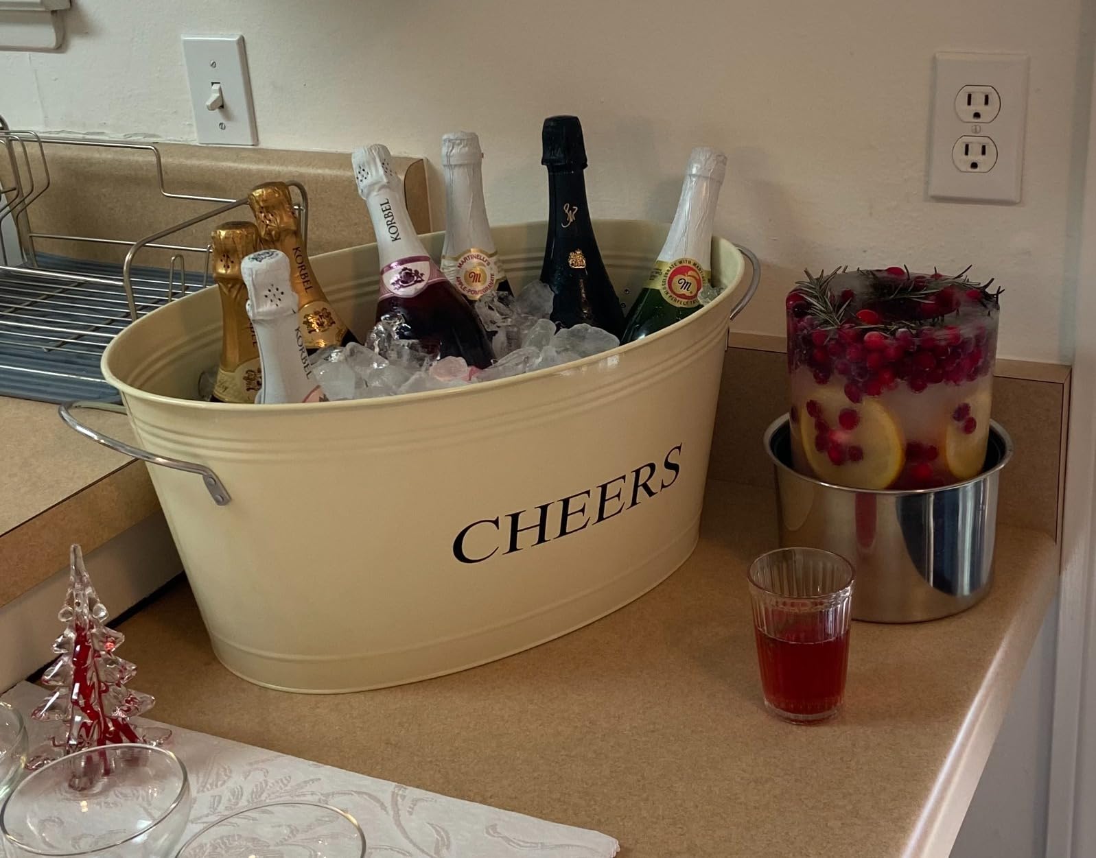 Twine Cheers Beverage Tub, Galvanized Tubs for Entertaining, Drink Buckets for Parties, Large Ice Tub and Gift Basket, Beer Buckets, Cream, 6.3 Gallons Set of 1 customer photo 1