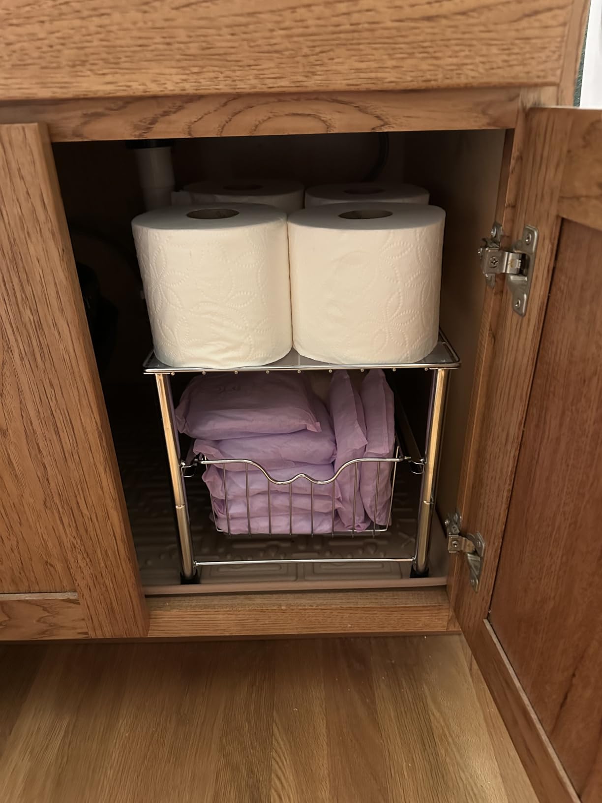Deco Brothers Stackable Under Sink Organizer with Sliding Basket, Chrome customer photo 1