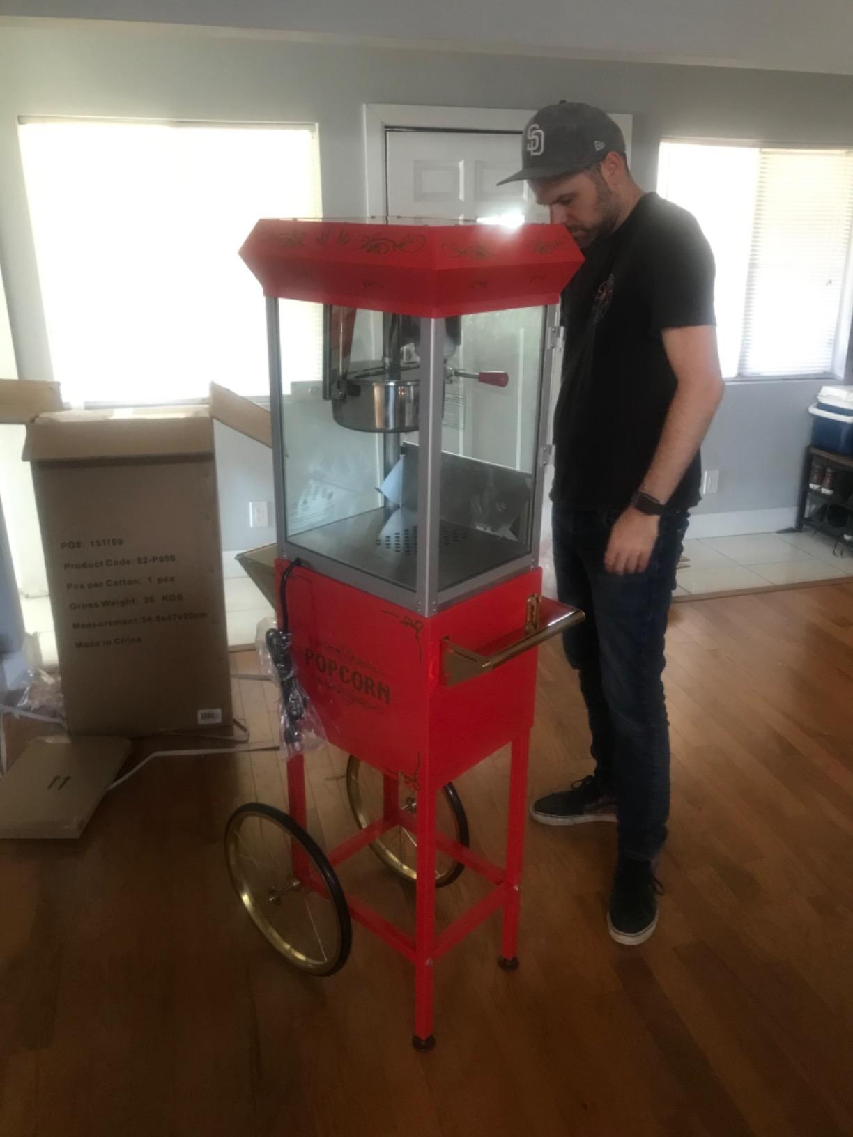 Great Northern Popcorn Movie Night 8oz Popcorn Machine Cart, Red customer photo 1