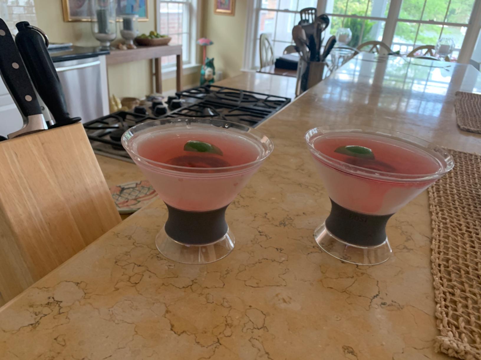 Host Freeze Insulated Martini Cooling Cups for Espresso Martinis, Gifts for Mom, Housewarming Gifts for Women, Plastic Freezer Gel Chiller Double Wall Stemless Cocktail Glasses, Set of 2, 9 oz, Gray customer photo 2