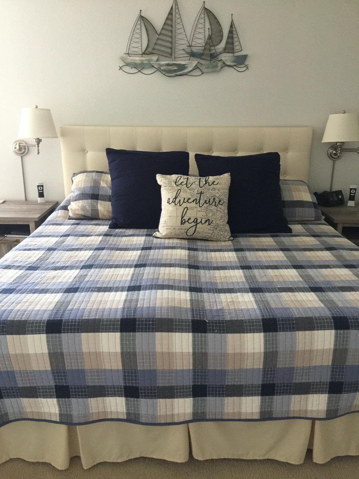 Modway Emily Tufted Button Linen Fabric Upholstered Queen Headboard in Navy customer photo 2