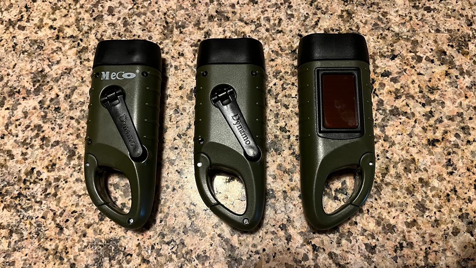 Simpeak 2-Pack Hand Crank Solar Powered Flashlight, Emergency Rechargeable LED Survival Flashlight, Quick Snap Carbiner Dynamo Flash Light Torch for Outdoor Sports, Green customer photo 2
