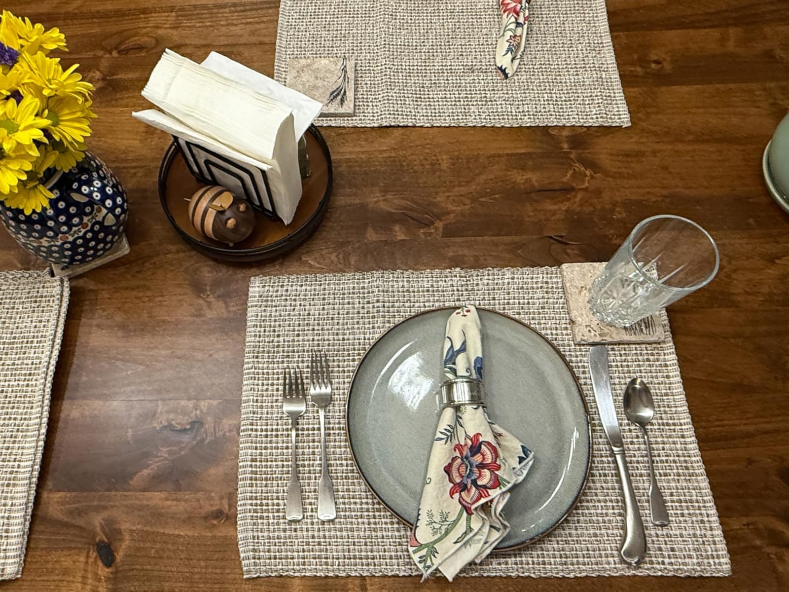 Sweet Home Collection 100% Cotton Placemats for Dining Room Rectangle Two Tone Woven Fabric 13