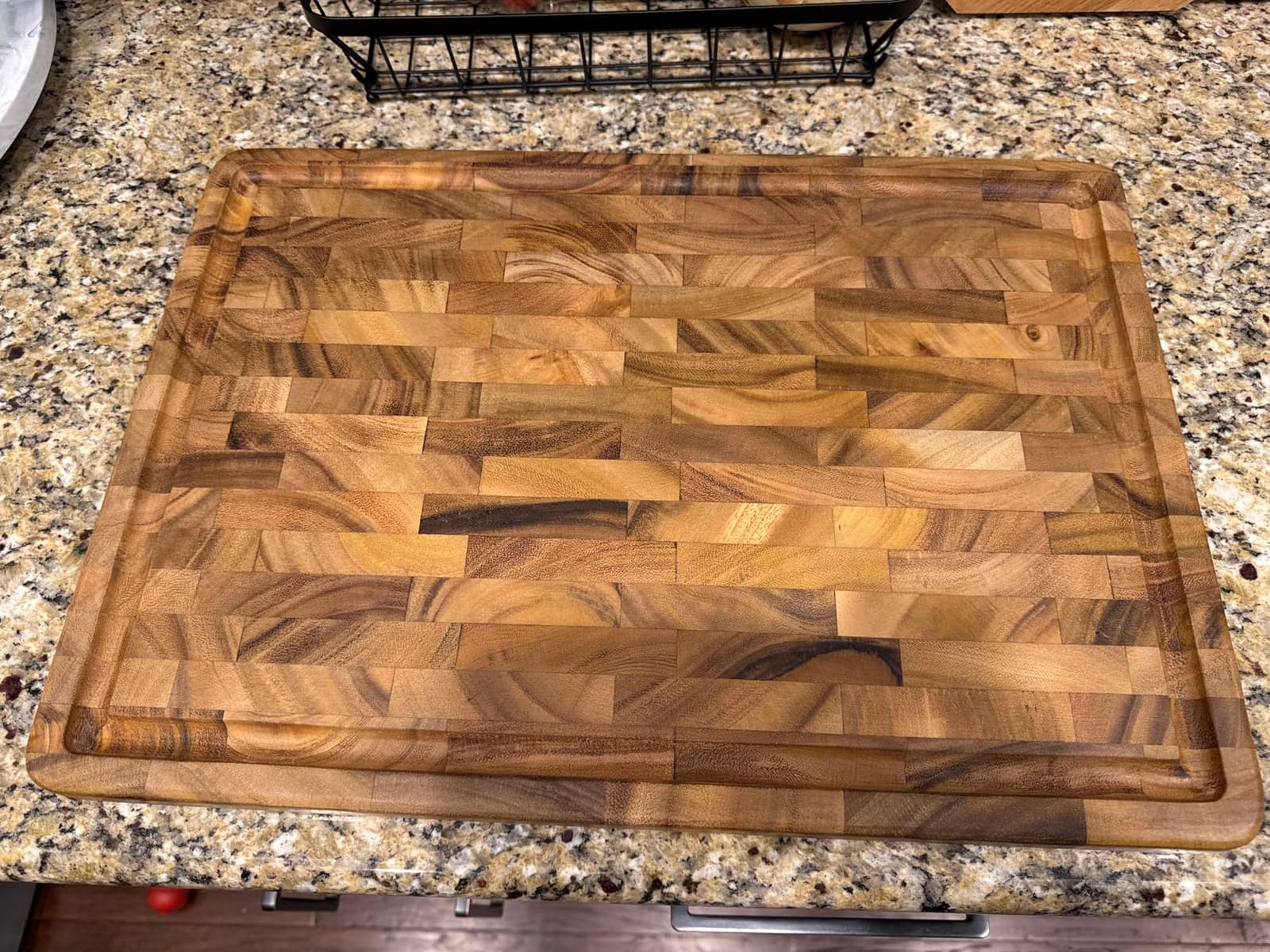 Ironwood Gourmet Charleston End Grain Board with Channel, Acacia Wood Brown 20 x 14 Inches customer photo 1