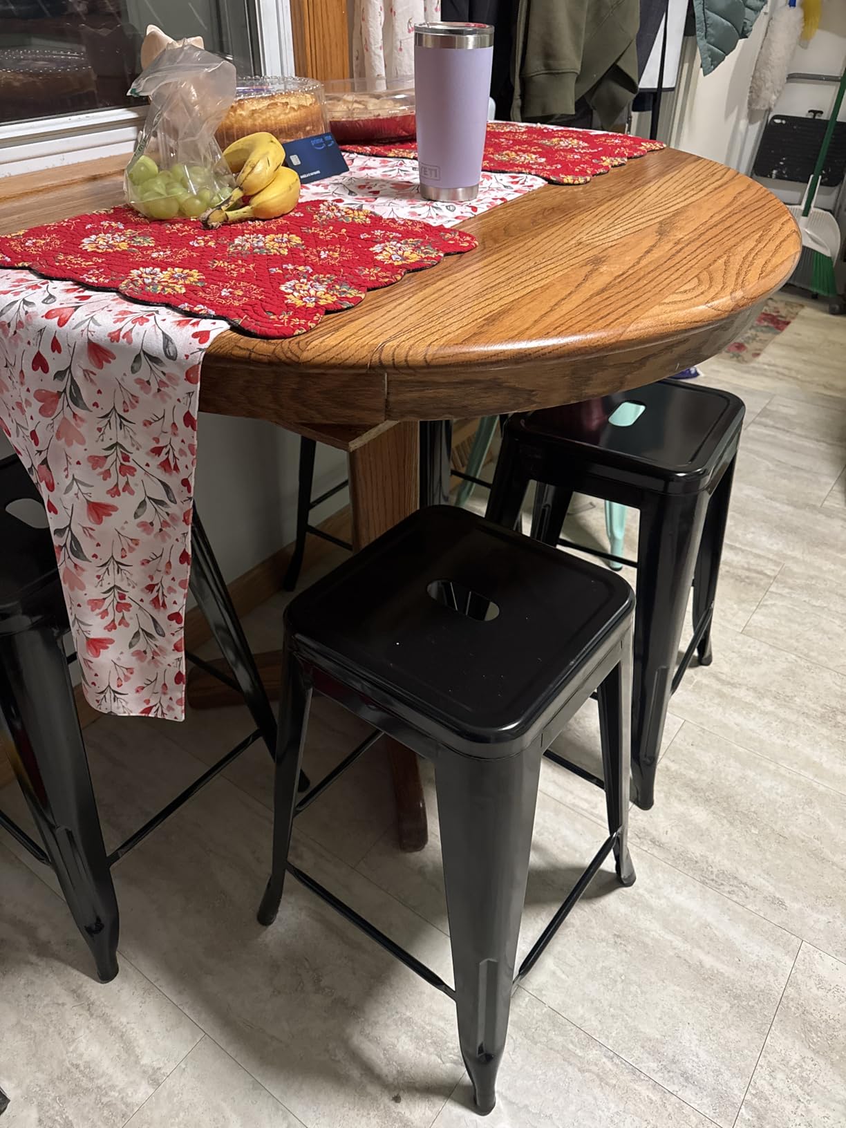 24 Inch Metal Bar Stools Set of 2, Stackable for Indoor Outdoor, Black customer photo 2