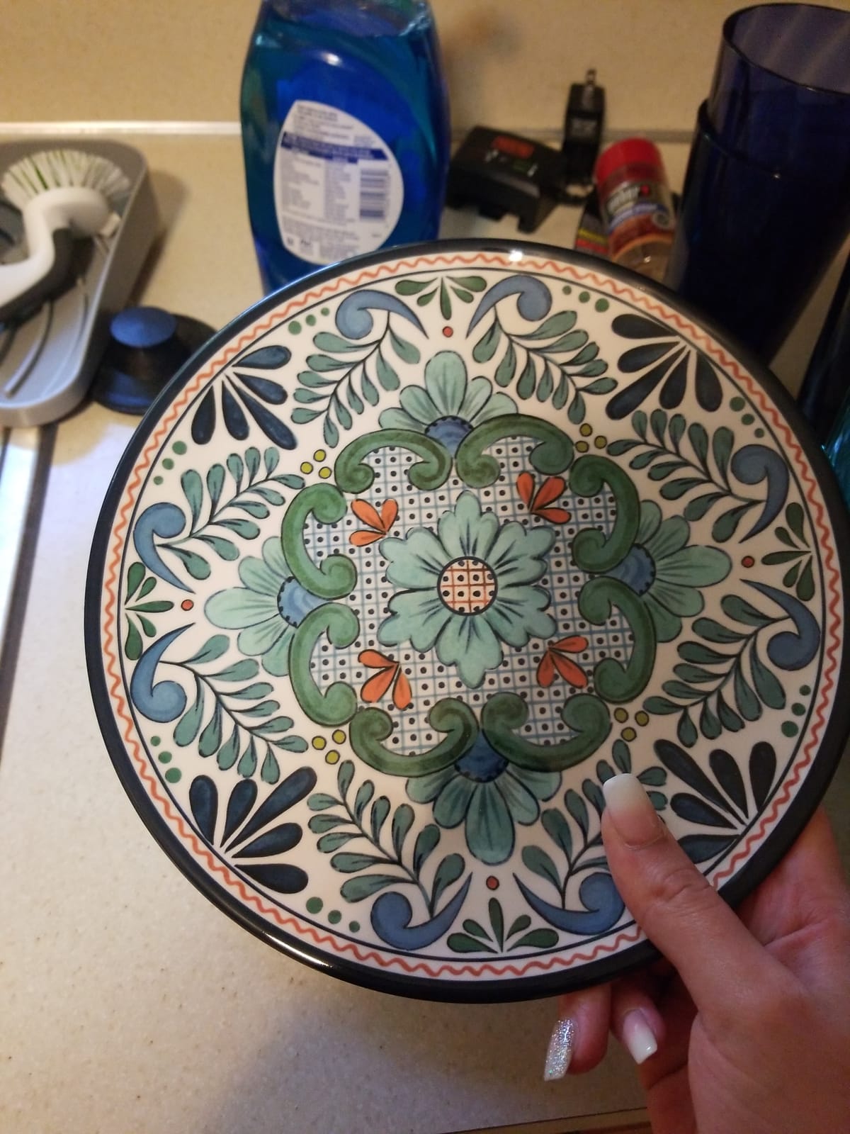 Talavera Melamine 12-Piece Dinnerware Set – Multicolored Plates and Bowls for 4, Spanish Tile-Inspired, Durable, Lightweight, Shatterproof, Dishwasher Safe, Indoor Outdoor Tableware customer photo 2