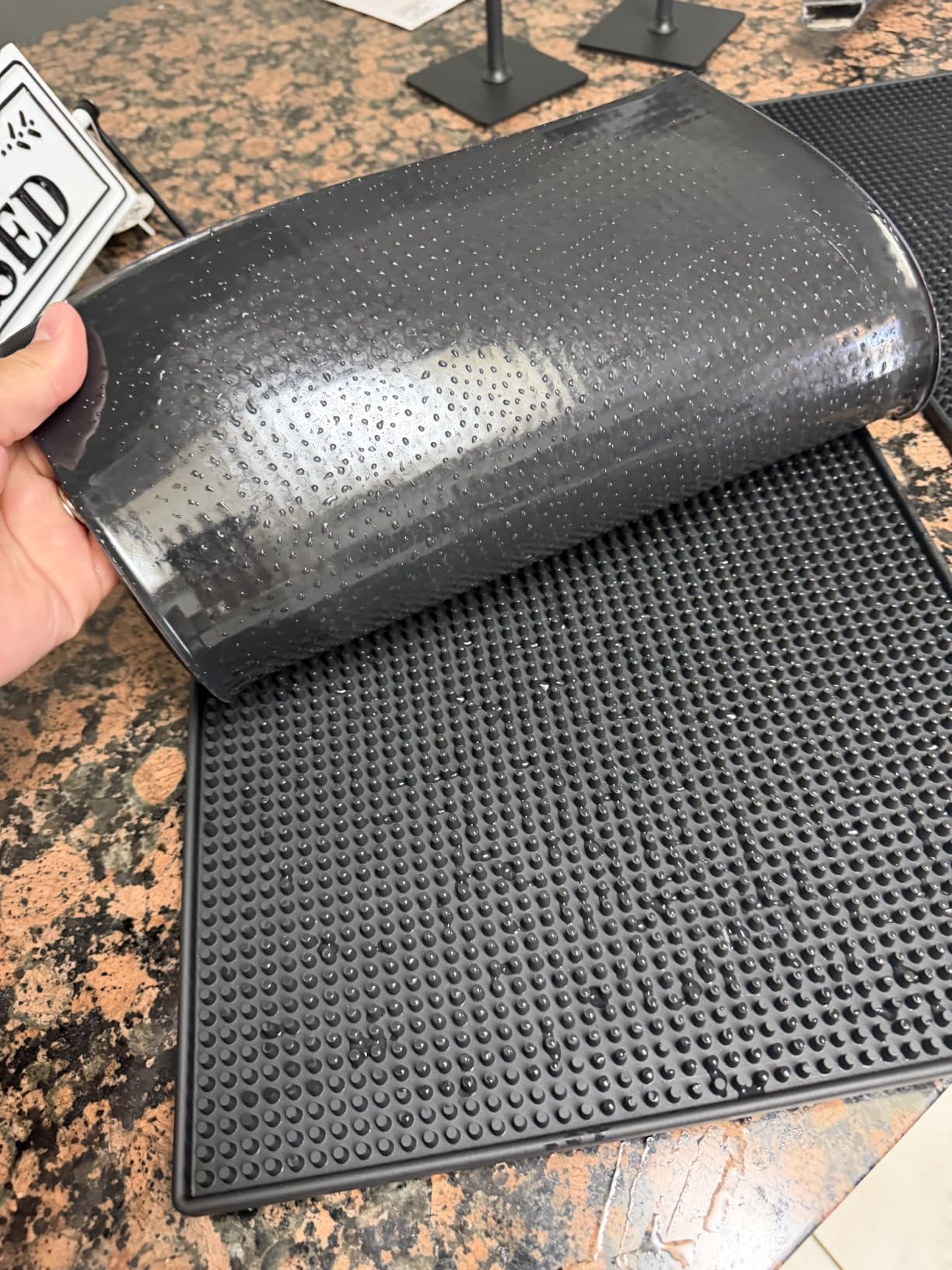 Tebery 2 Pack Black Bar Mat, 18