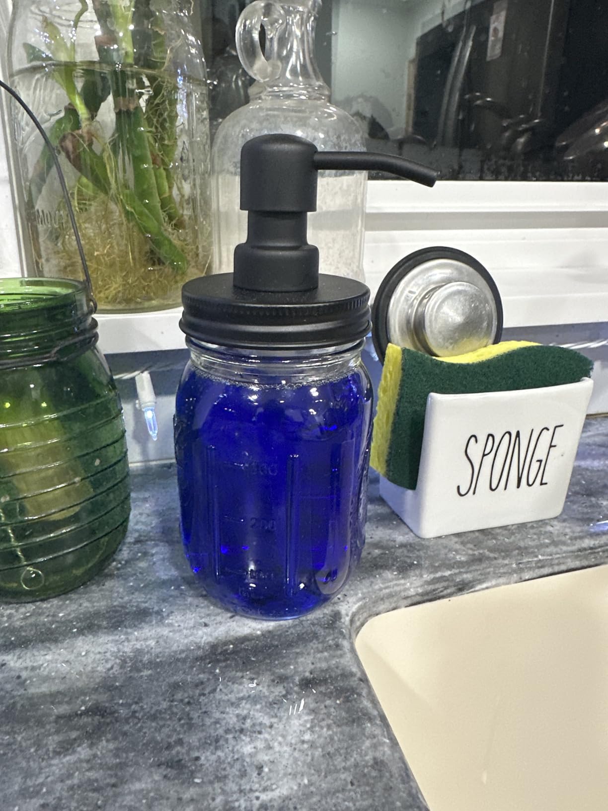 Jarmazing Products Mason Jar Soap Dispenser - Black - 16 oz Ball Mason Jar Liquid Dispenser for Kitchen & Bathroom - Glass - Dish Soap Dispenser with Rust Proof Stainless Steel Pump & Lid customer photo 2