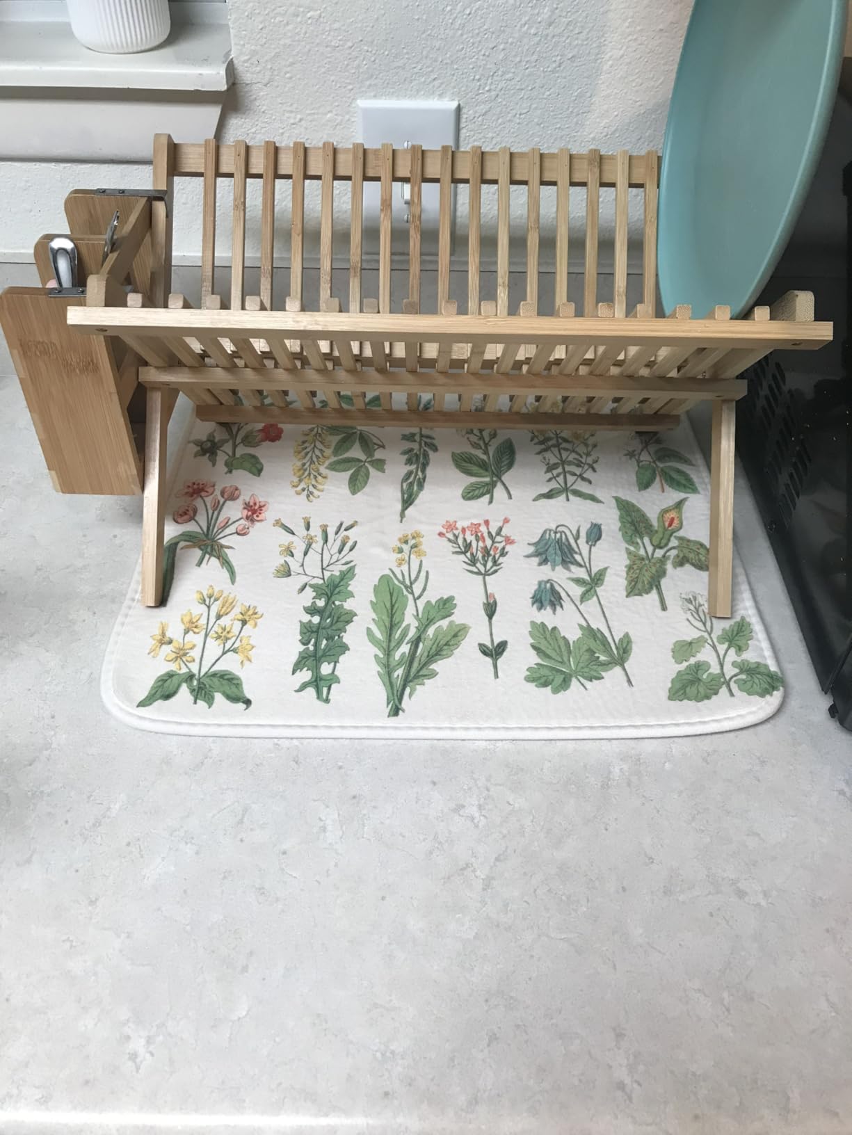 HBlife Dish Rack, Bamboo Folding 2-Tier Collapsible Drainer Dish Drying Rack with Utensils Flatware Holder Set (Dish Rack with Utensil Holder) customer photo 1