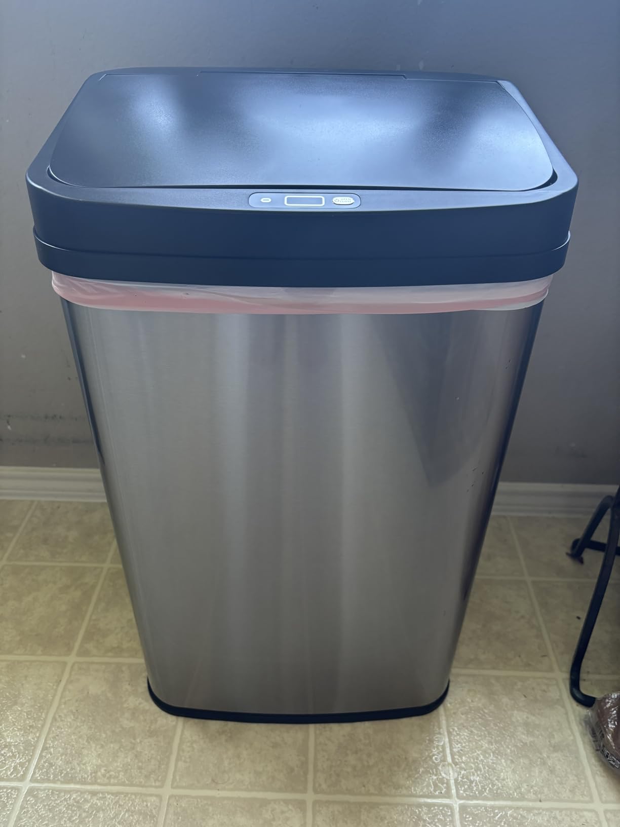 Ninestars 13 Gallon Automatic Trash Can, 50L Touchless Motion Sensor Garbage Can with Odor-Sealing Lid, Rectangular Stainless Steel, Silver Trim customer photo 2