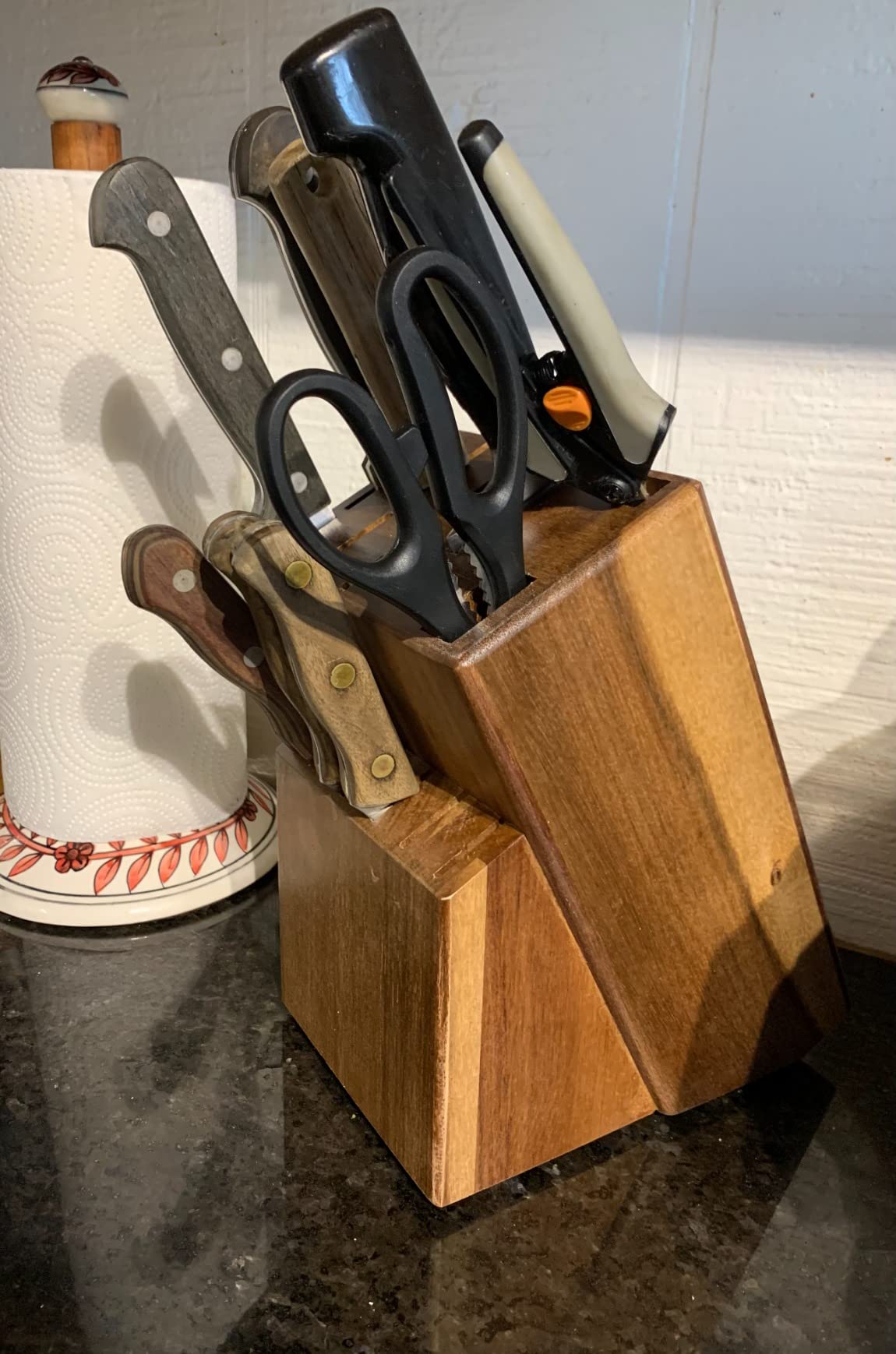 Coninx Acacia Wood Kitchen Knife Block - 15 Slots Knife Holder - Professional Quality Wood Knife Organizer - Secure Knife Stand To Keep Knives Neat & Sharp - Knife Blocks for Kitchen Knife Storage customer photo 1