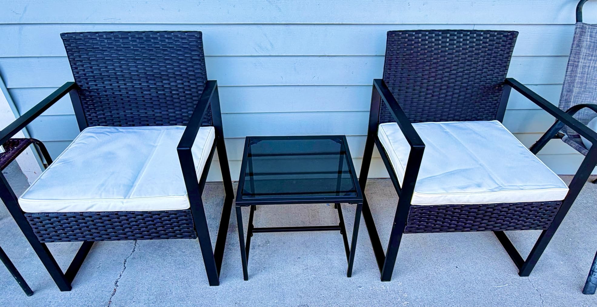 FDW | 3-Piece Patio Furniture Set | Khaki |Outdoor Wicker Furniture with Coffee Table | Modern Rattan Chairs Conversation Set | Outdoor Seating | Weather-Resistant | for Porch, Garden, Lawn customer photo 1