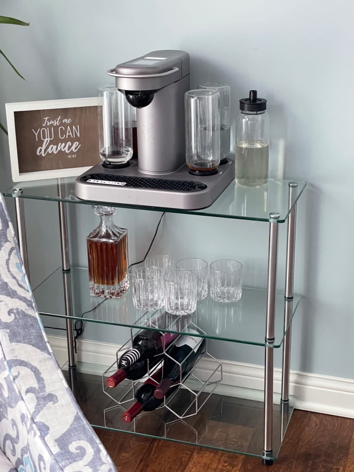 Buruis 9-Bottle Countertop Wine Rack, Honeycomb Metal Wine Holder, Gold customer photo 1