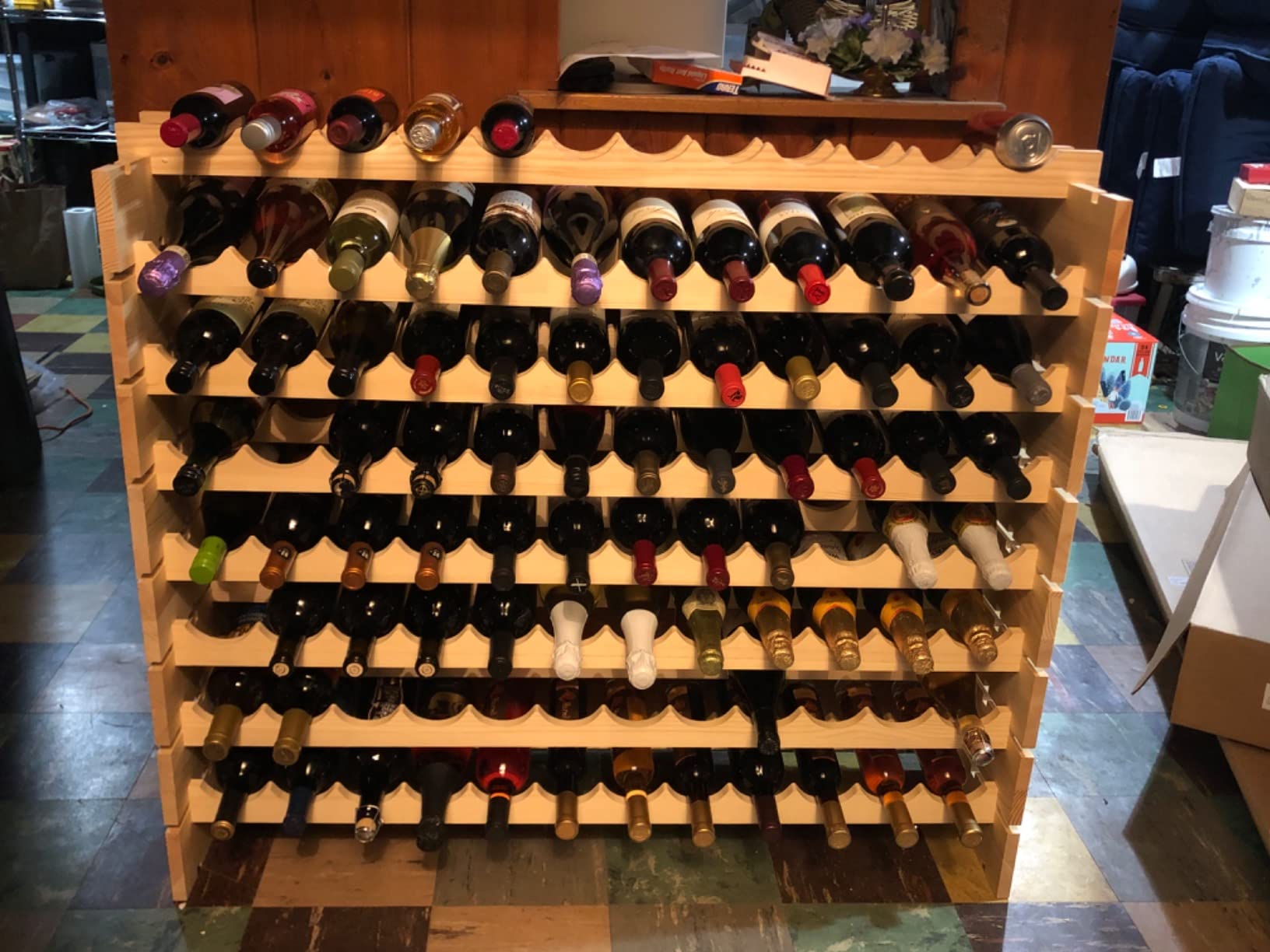 96 Bottles Stackable Modular Wine Rack, 8-Tier Wooden Wine Storage Rack Freestanding Wine Holder Display Shelves, Wobble-Free Shelves, Solid Wood customer photo 1