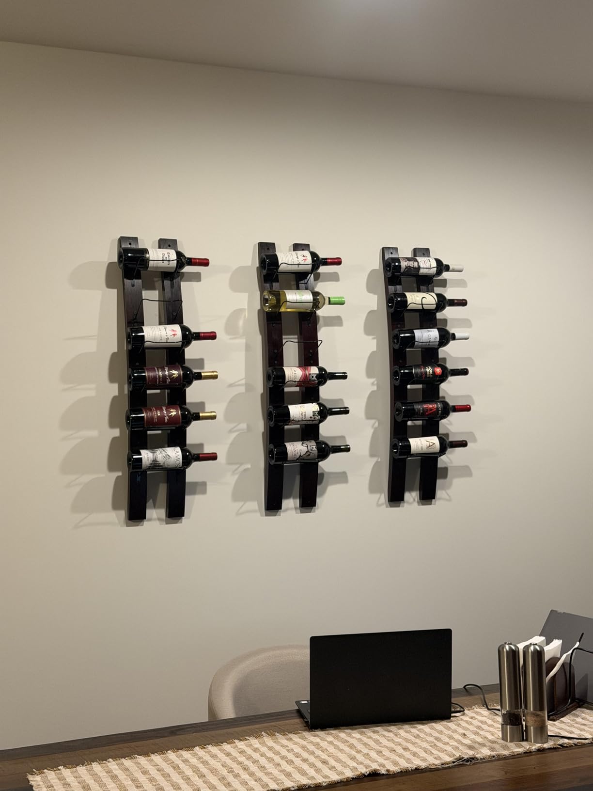 DCIGNA Wall Mounted Wine Rack, Barrel Stave Wine Rack, Imported Pine Wood and Metal Wine Bottle Holder Rack - 6 Bottles 40x7.6inch (Red Wine Color) customer photo 1
