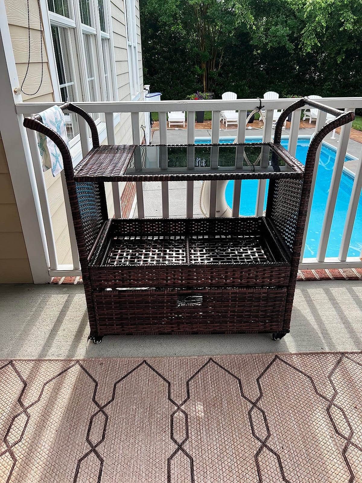 Christopher Knight Home Corona Outdoor Wicker Bar Table Cart, Multibrown customer photo 2