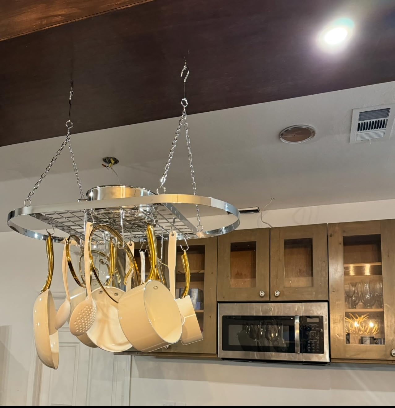 Sorbus Hanging Pot Rack, Ceiling-Mount Kitchen Organizer (Chrome) customer photo 1