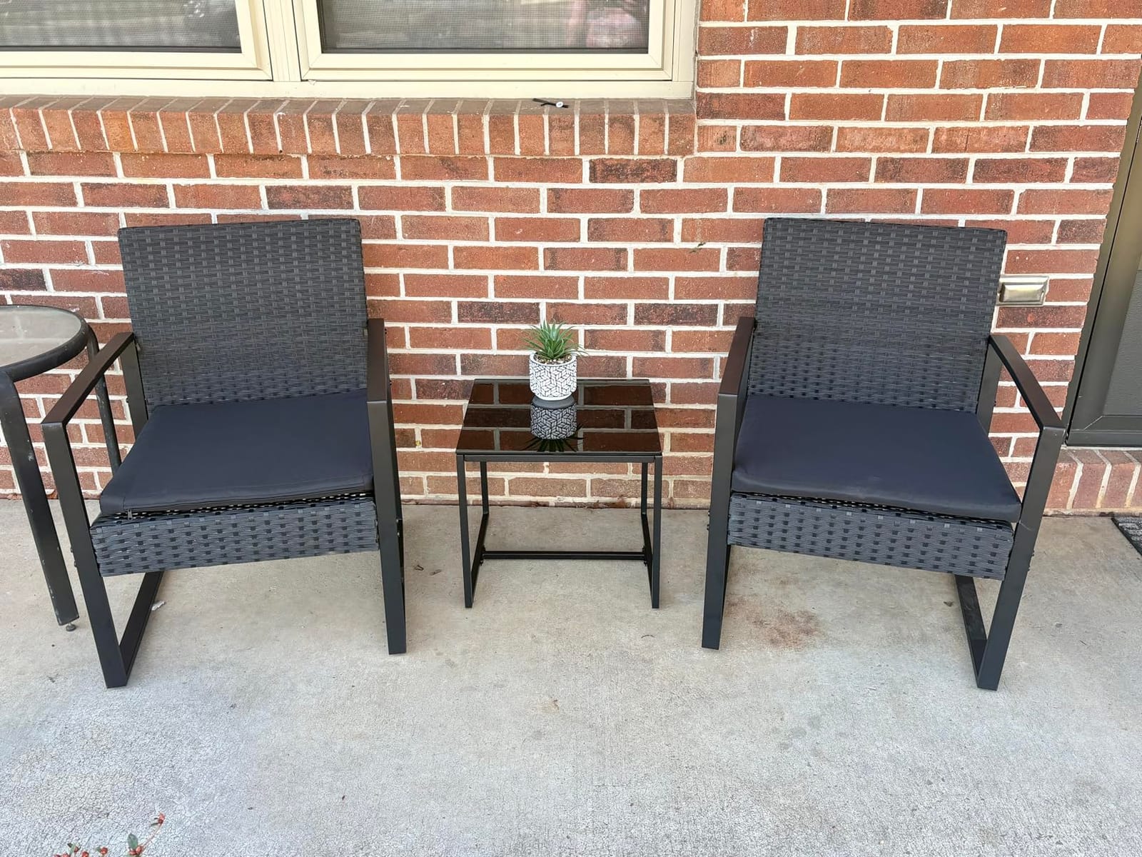 Flamaker 3 Pieces Patio Furniture Set Outdoor Wicker Bistro Chair (Black) customer photo 1