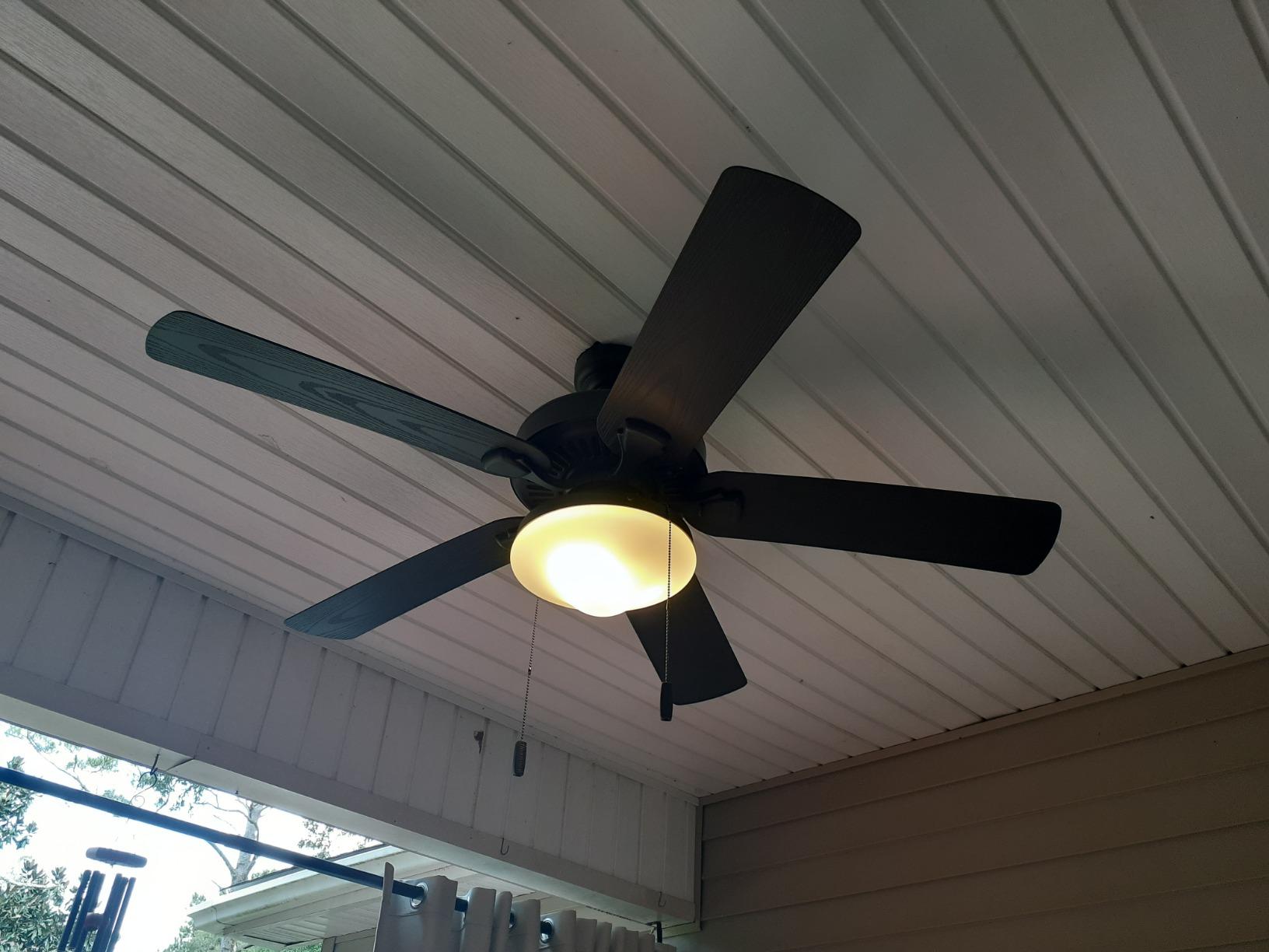 Honeywell Ceiling Fans Belmar 52 Inch Ceiling Fan With Light, Indoor/Outdoor Ceiling Fan with Pull Chain, LED Tri-Mount 5 Blade Design, ETL Damp Rated, Bronze (50512-01) customer photo 2