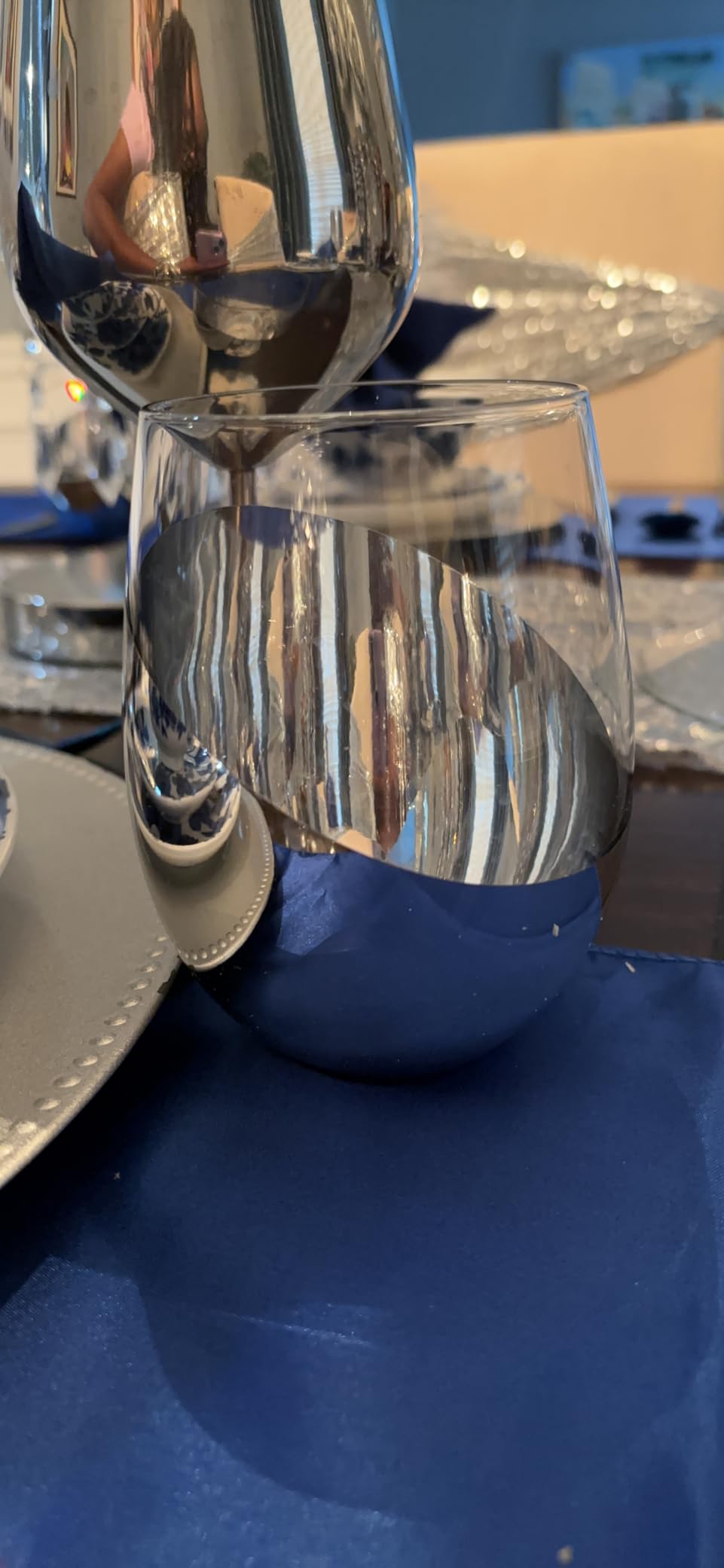 MyGift Stemless Wine Glasses Set of 4 - Copper Accent Modern Barware, Elegant Wedding & Celebration Cups with Luxe Metallic Finish, Dishwasher Safe customer photo 2