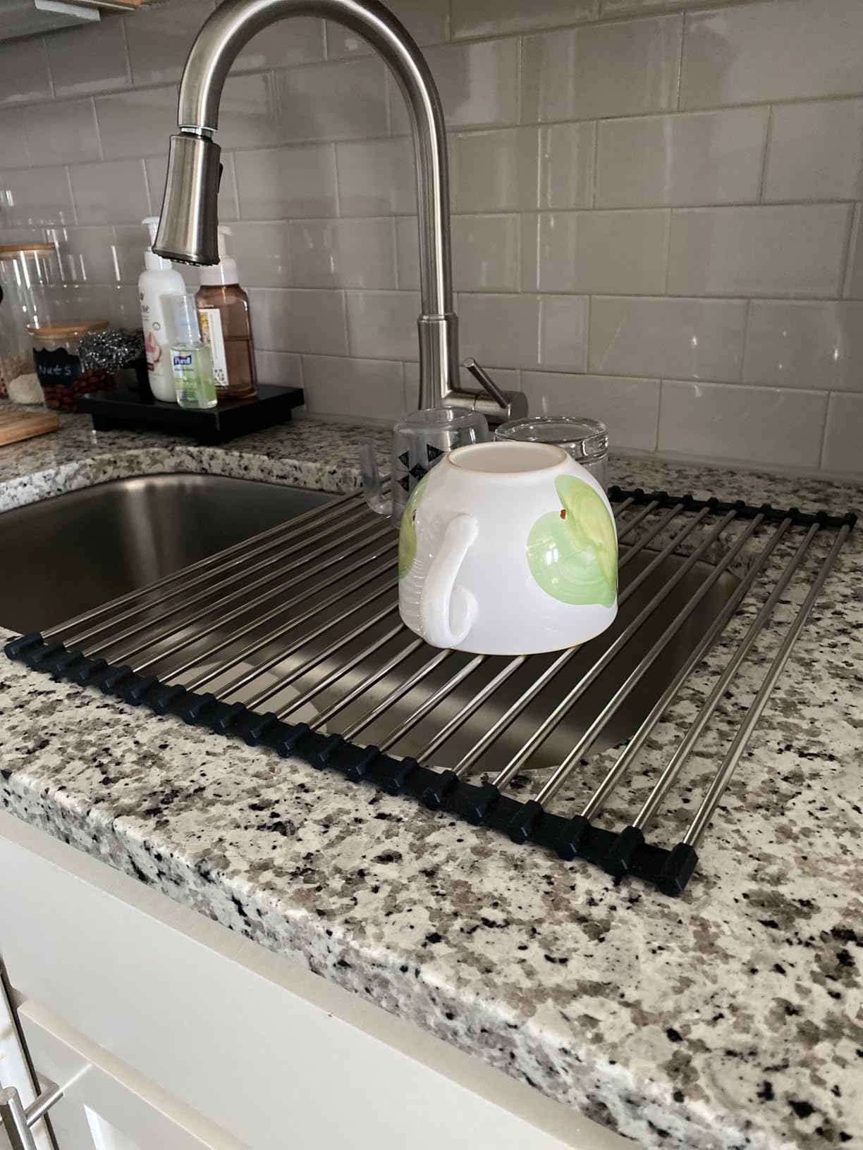 Tomorotec Roll Up Dish Drying Rack Over Sink, 304 Steel, 17.7x15.5, Grey customer photo 1