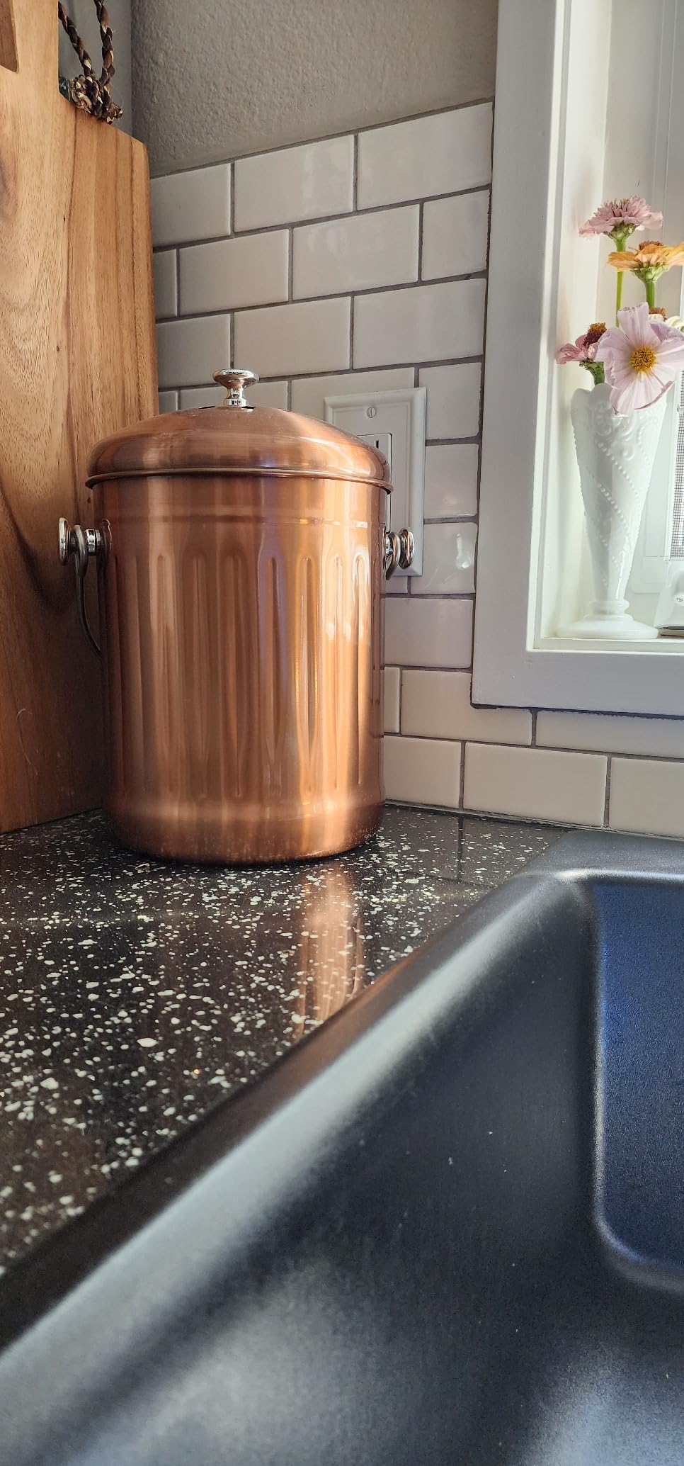 ENLOY Kitchen Countertop Compost Bin 1.3 Gallon, Stainless Steel, Silver customer photo 1