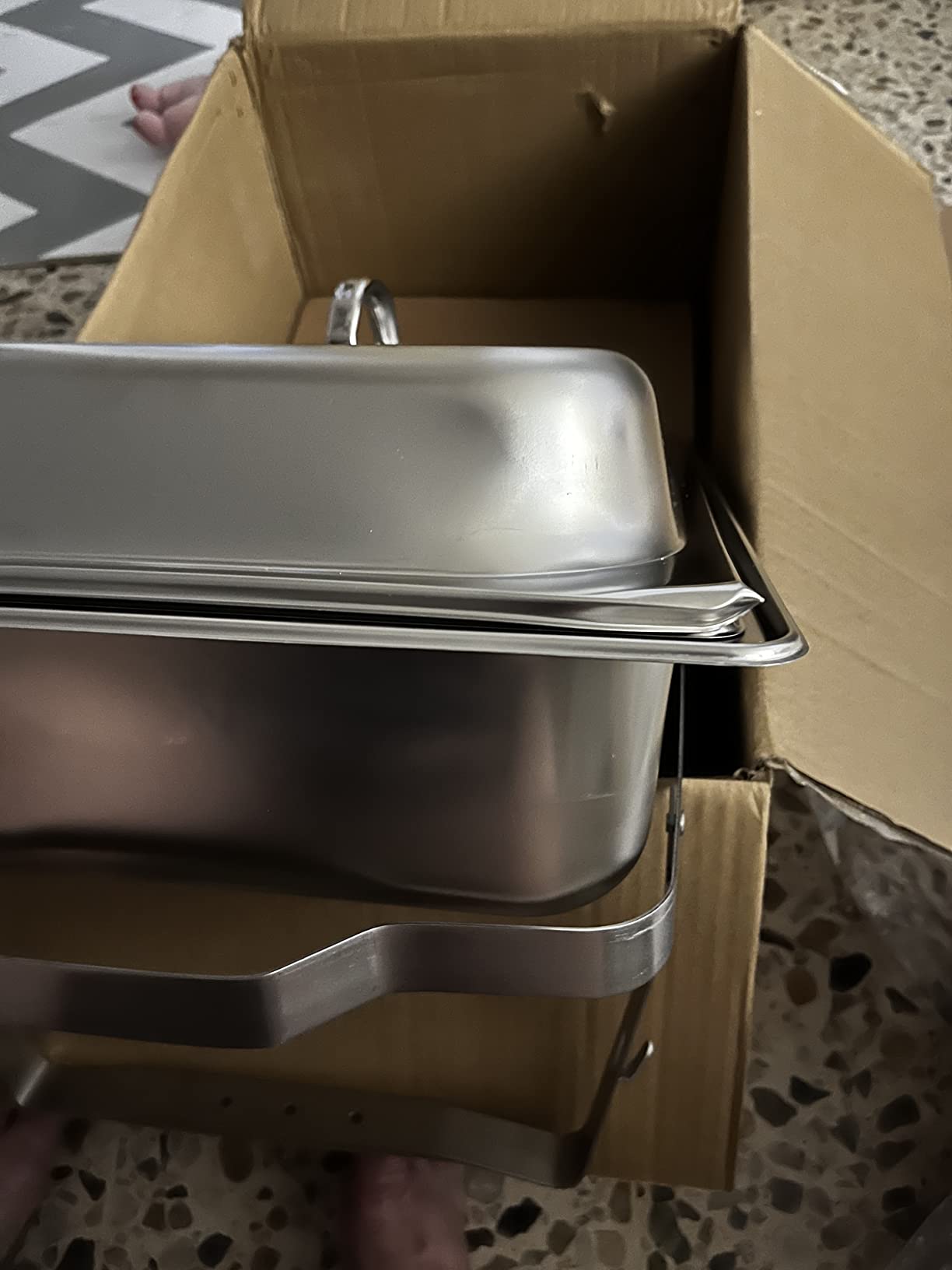 ROVSUN Chafing Dishes for Buffet 4 Pack, 9QT Chafing Dishes [Elegant Gold & Silver] with Rolled-Edge Design, Catering Chafer Warmer Set with Folding Frame for Party Wedding Banquet customer photo 2
