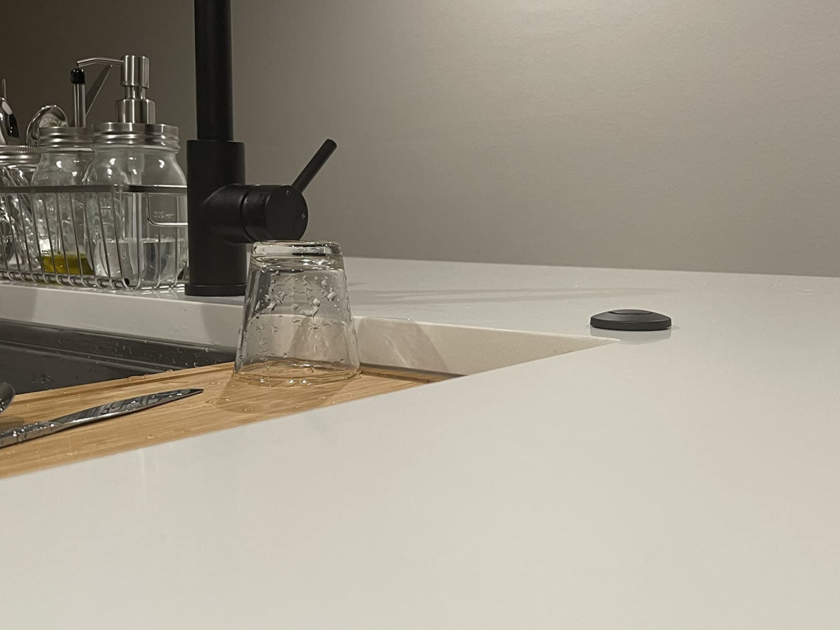 Garbage Disposal SinkTop Air Switch Kit with Long Button,Brass Made Cover,UL,Matte Black customer photo 1