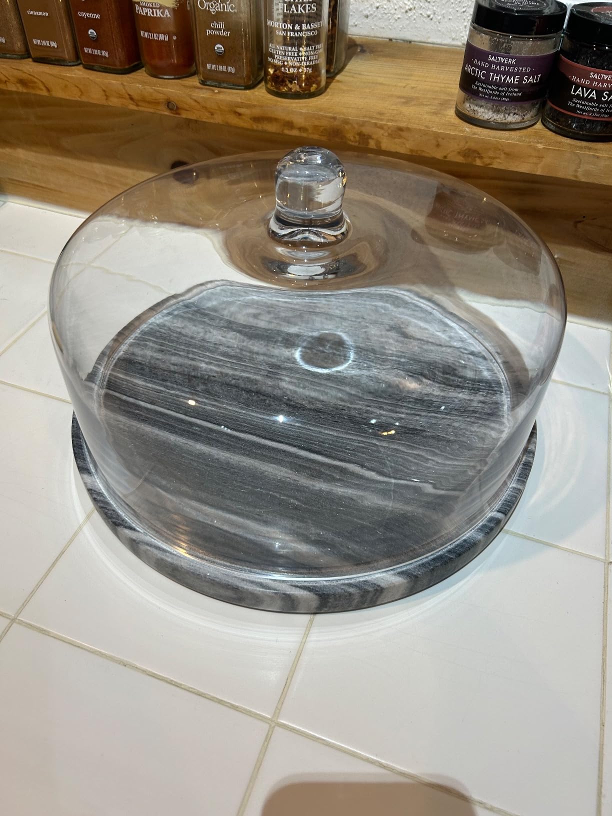 Marble Cake Stand with Glass Dome Cover customer photo 2