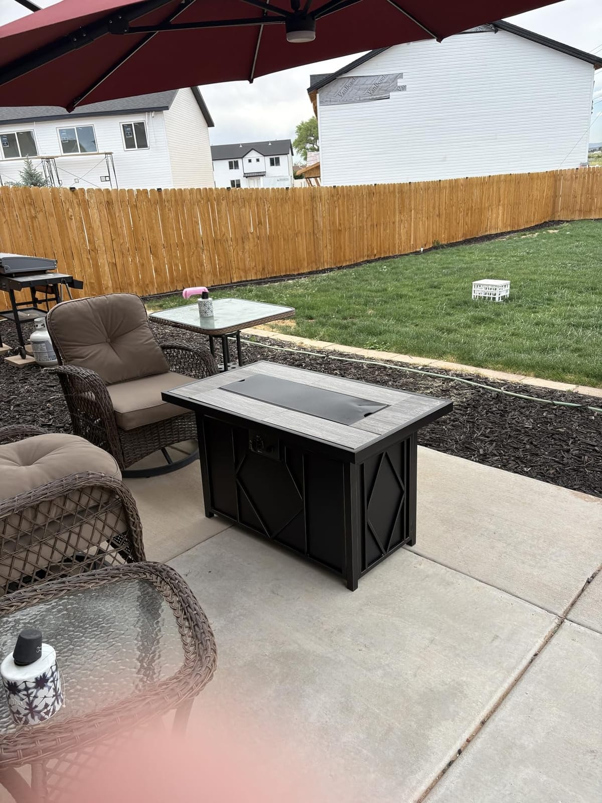 42 inch Propane Fire Pit Patio Outdoor Fire Pit Table Large Rectangular customer photo 2